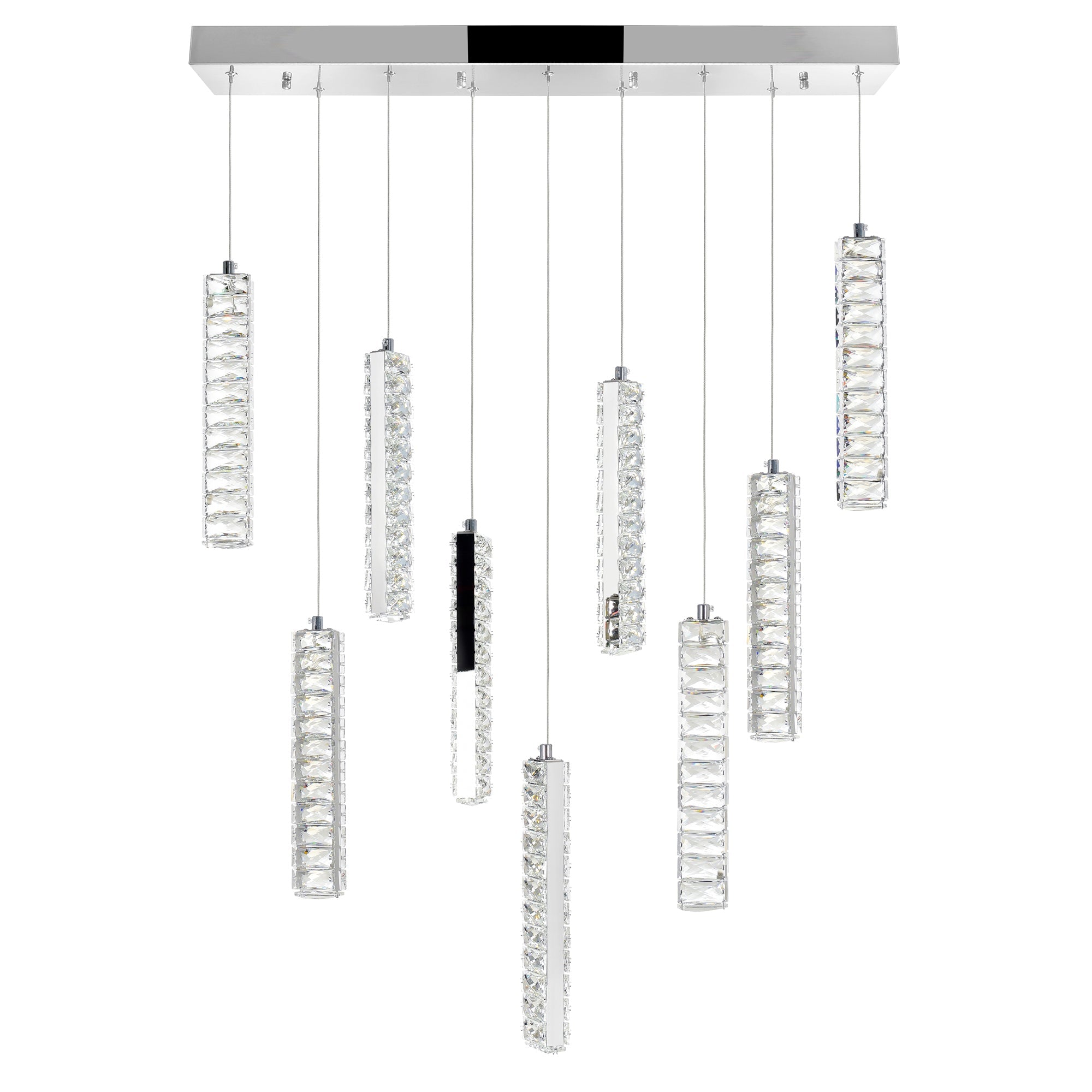 Celina Integrated LED 32in 9 Pendant Chrome Chandelier - CWI Lighting
