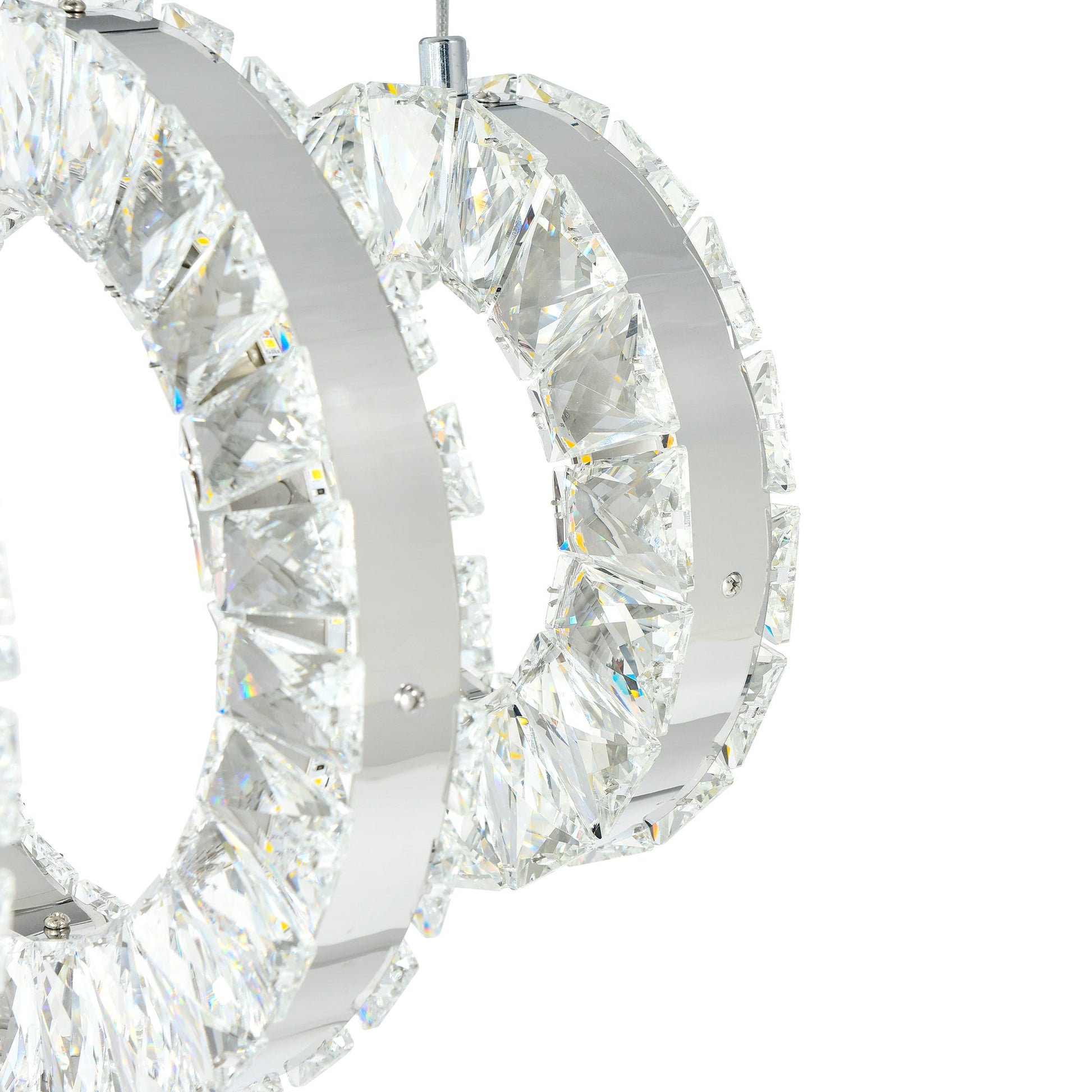 Celina Integrated LED 34in 6 Ring Chrome Chandelier - CWI Lighting