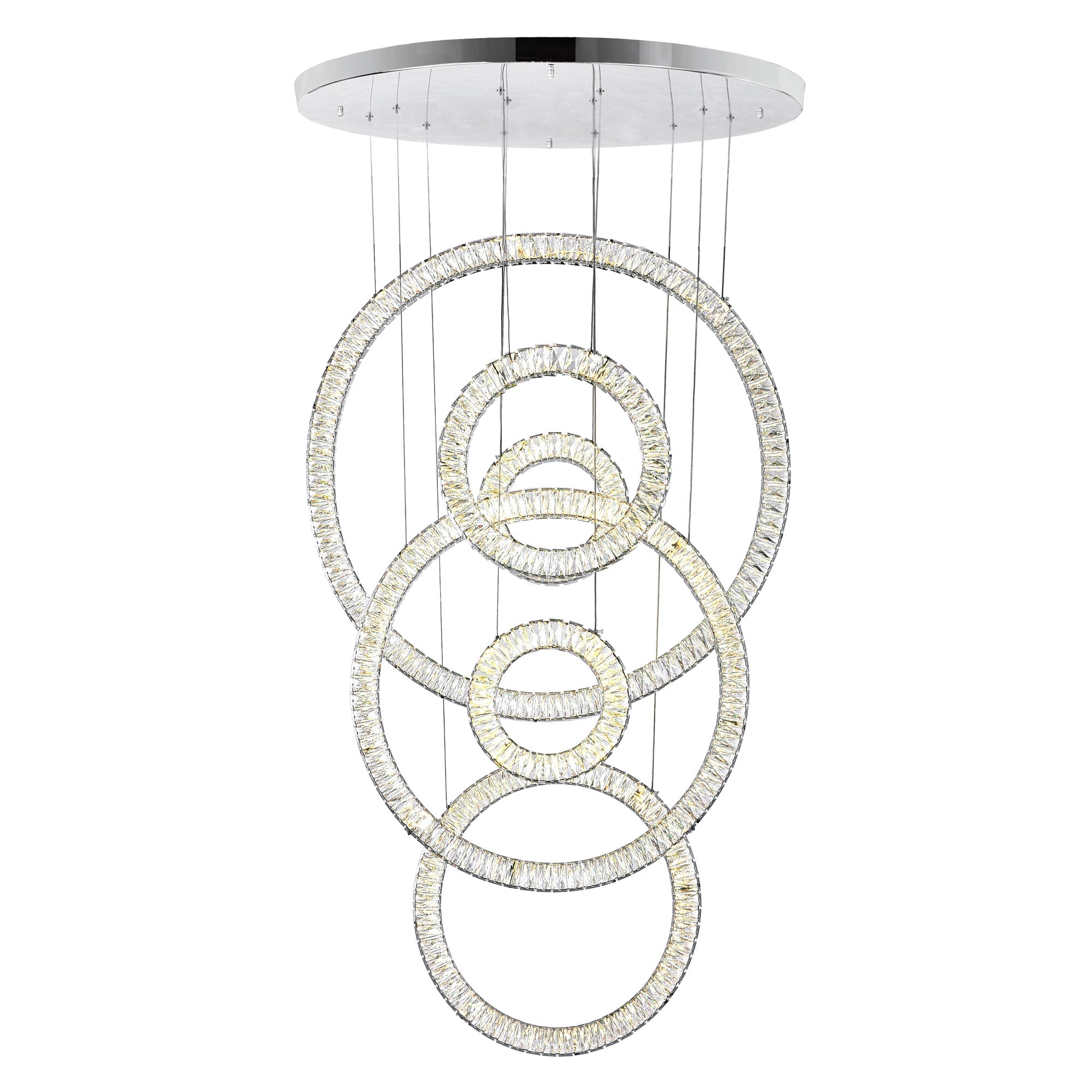 Celina Integrated LED 34in 6 Ring Chrome Chandelier - CWI Lighting