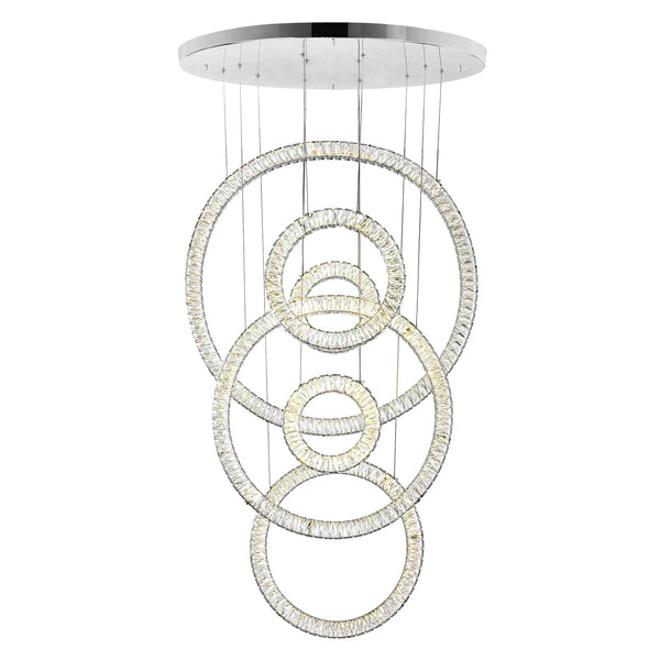 Celina Integrated LED 34in 6 Ring Chrome Chandelier - CWI Lighting