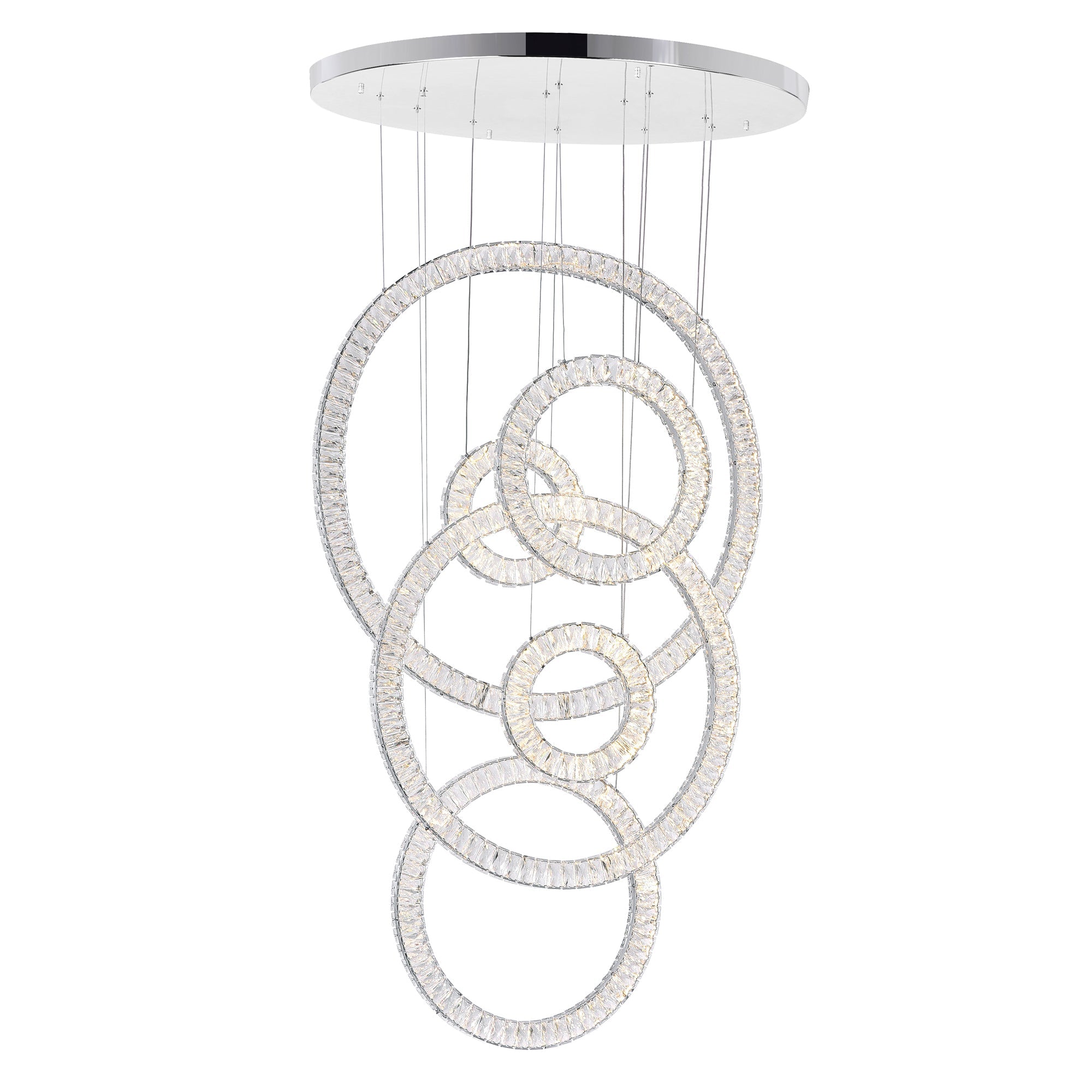 Celina Integrated LED 34in 6 Ring Chrome Chandelier - CWI Lighting