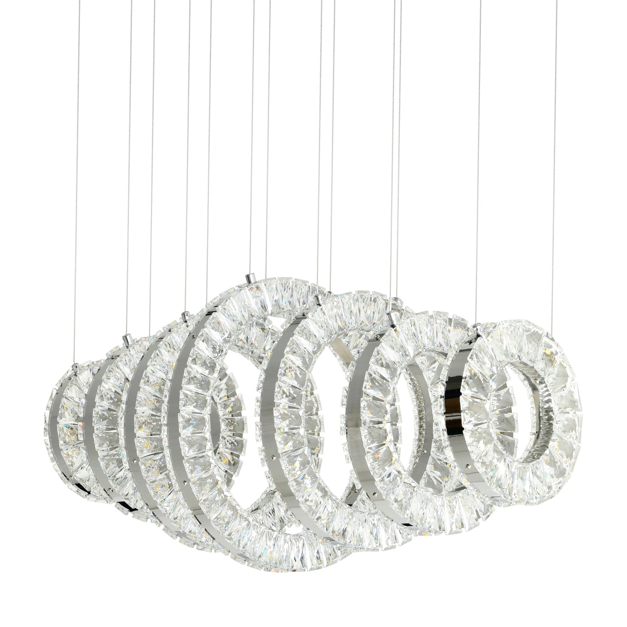 Celina Integrated LED 37in 7 Ring Chrome Chandelier - CWI Lighting