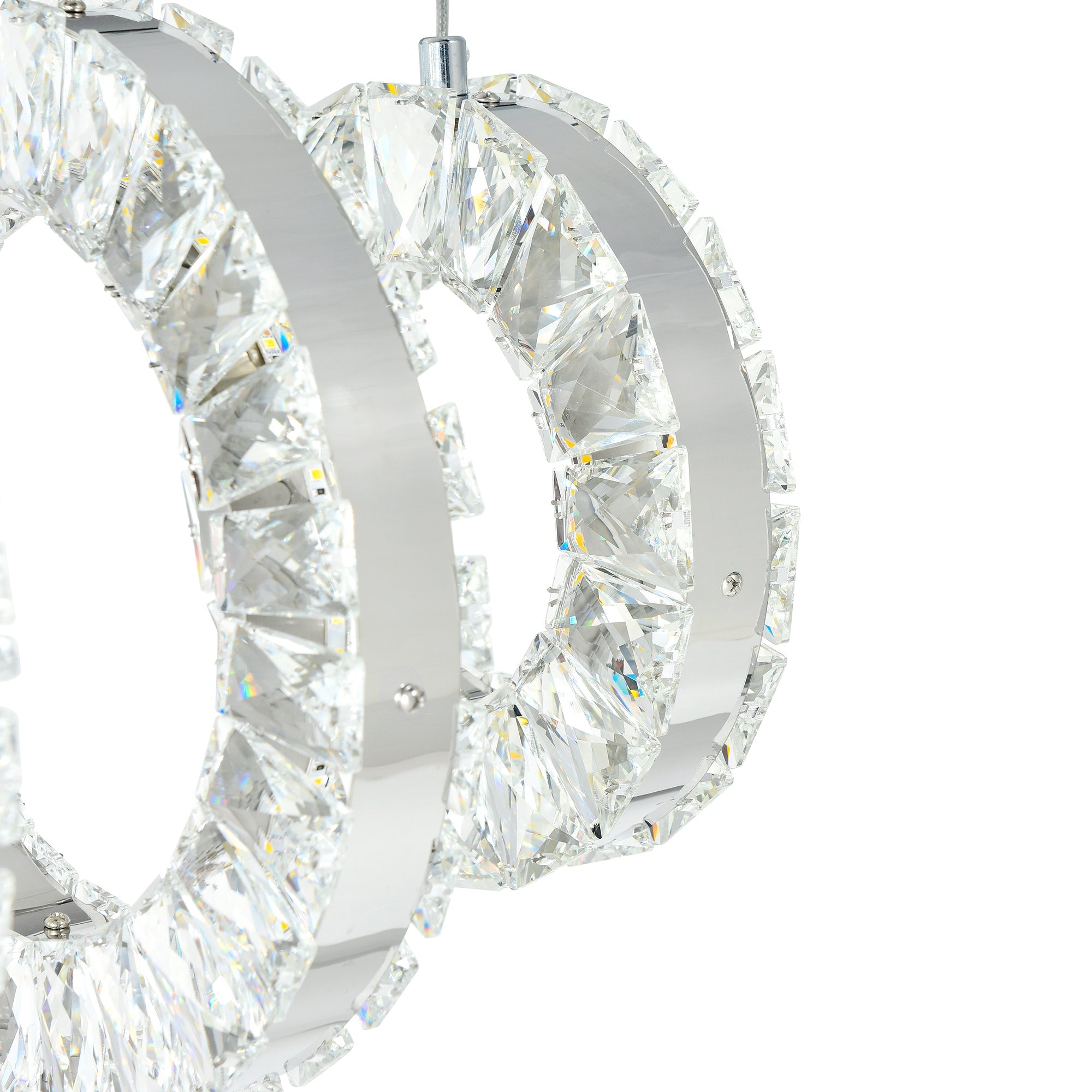 Celina Integrated LED 37in 7 Ring Chrome Chandelier - CWI Lighting