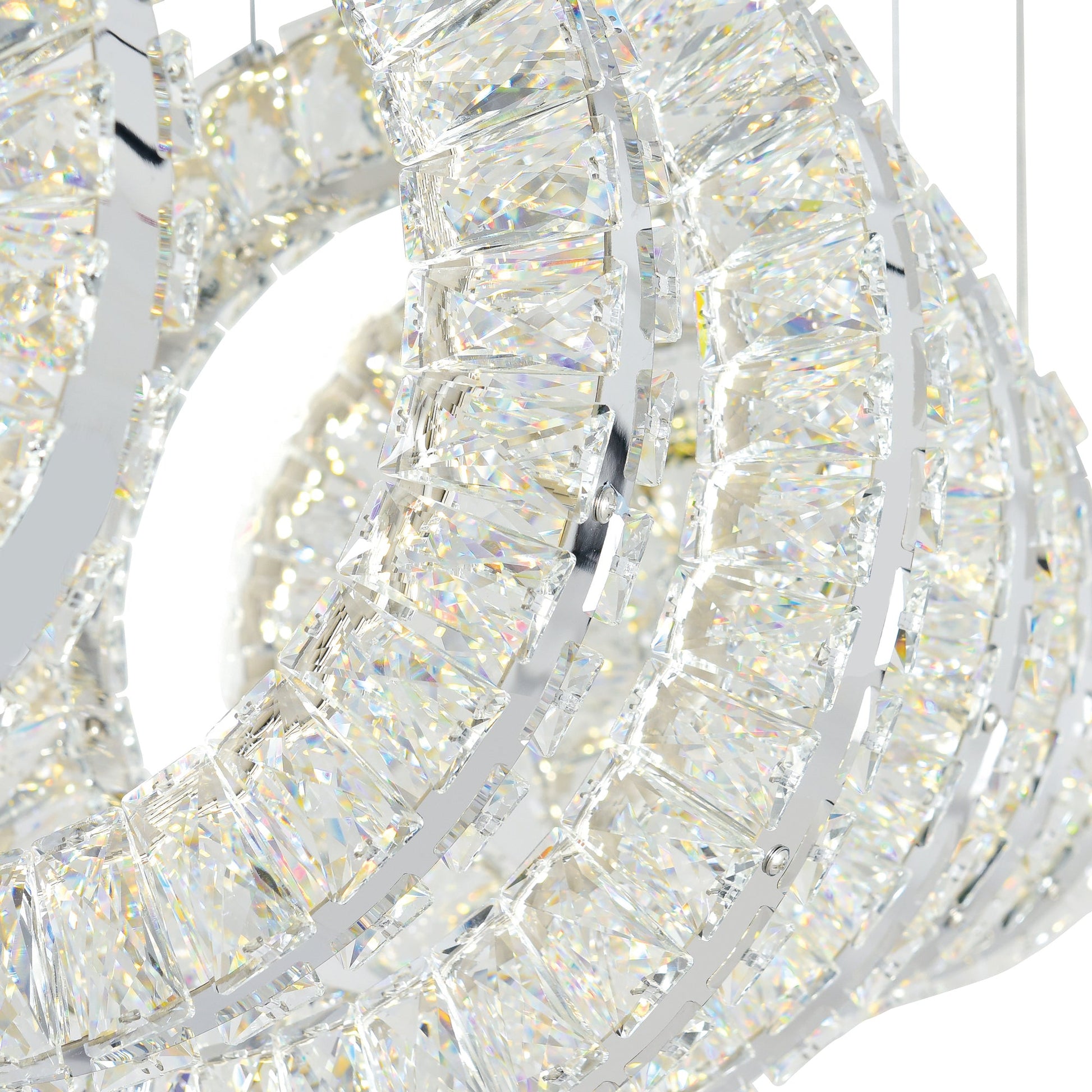 Celina Integrated LED 37in 7 Ring Chrome Chandelier - CWI Lighting