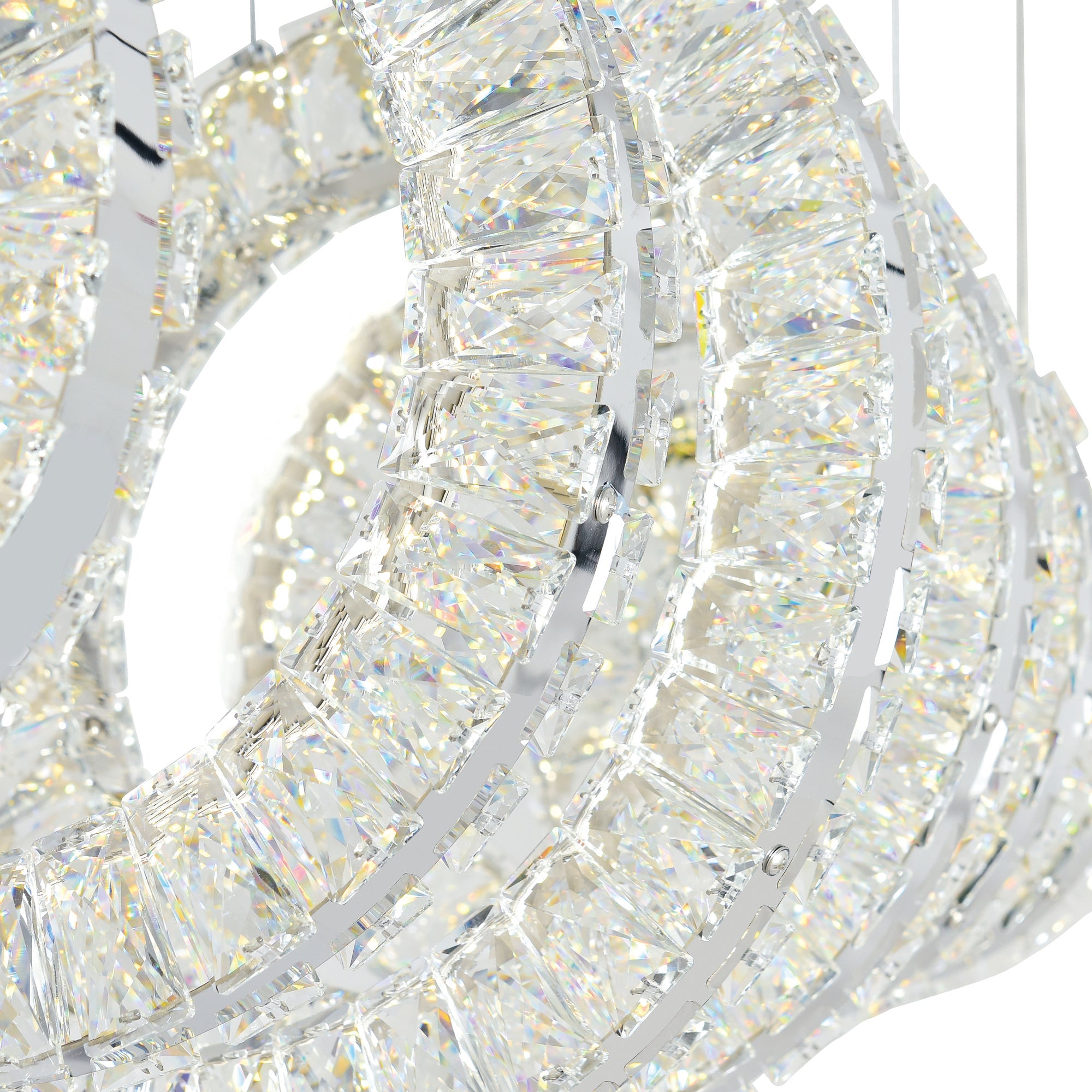 Celina Integrated LED 37in 7 Ring Chrome Chandelier - CWI Lighting