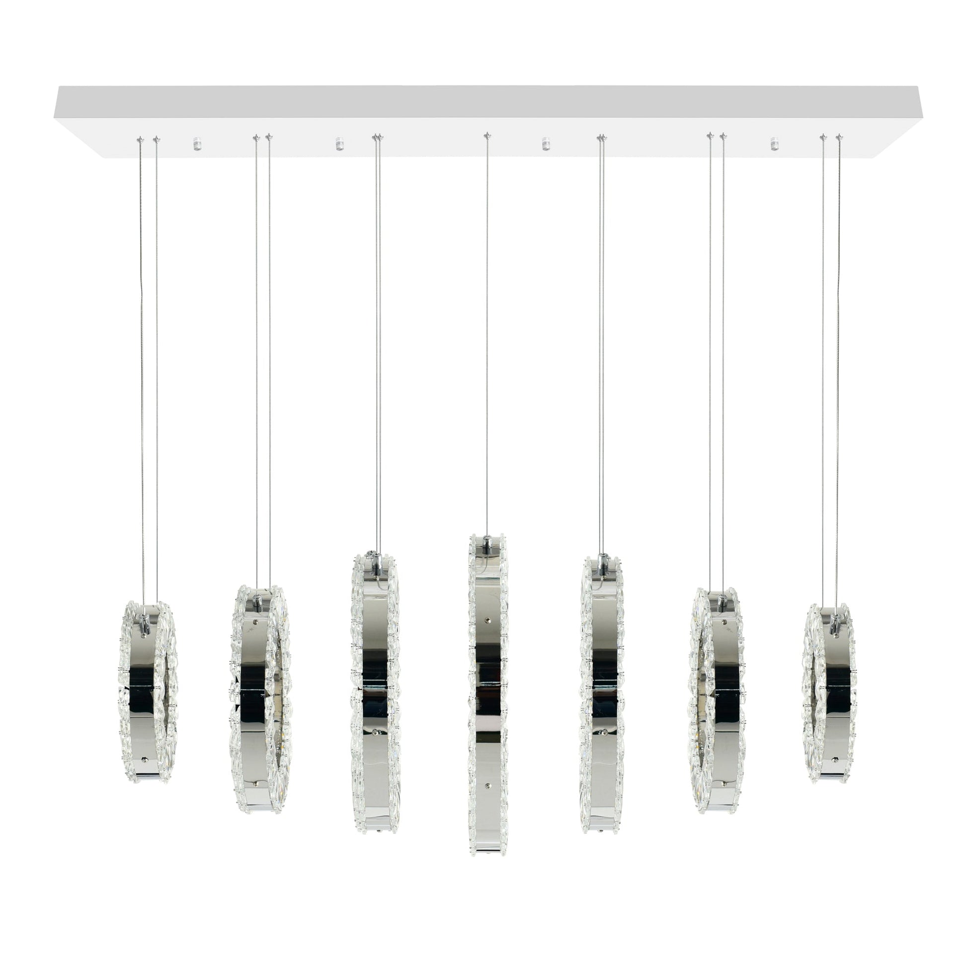 Celina Integrated LED 37in 7 Ring Chrome Chandelier - CWI Lighting