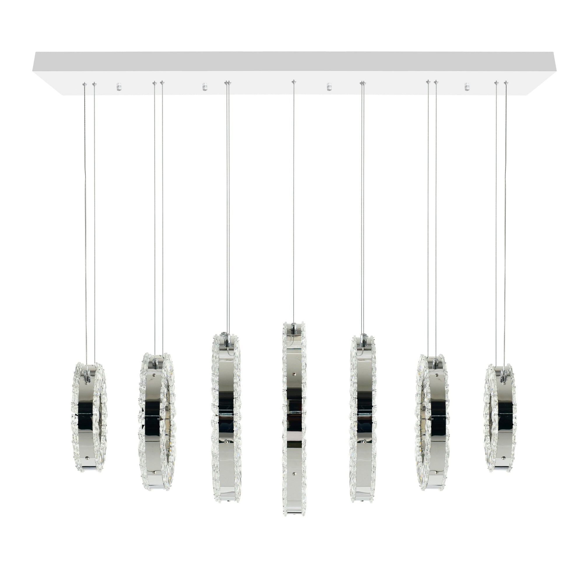Celina Integrated LED 37in 7 Ring Chrome Chandelier - CWI Lighting