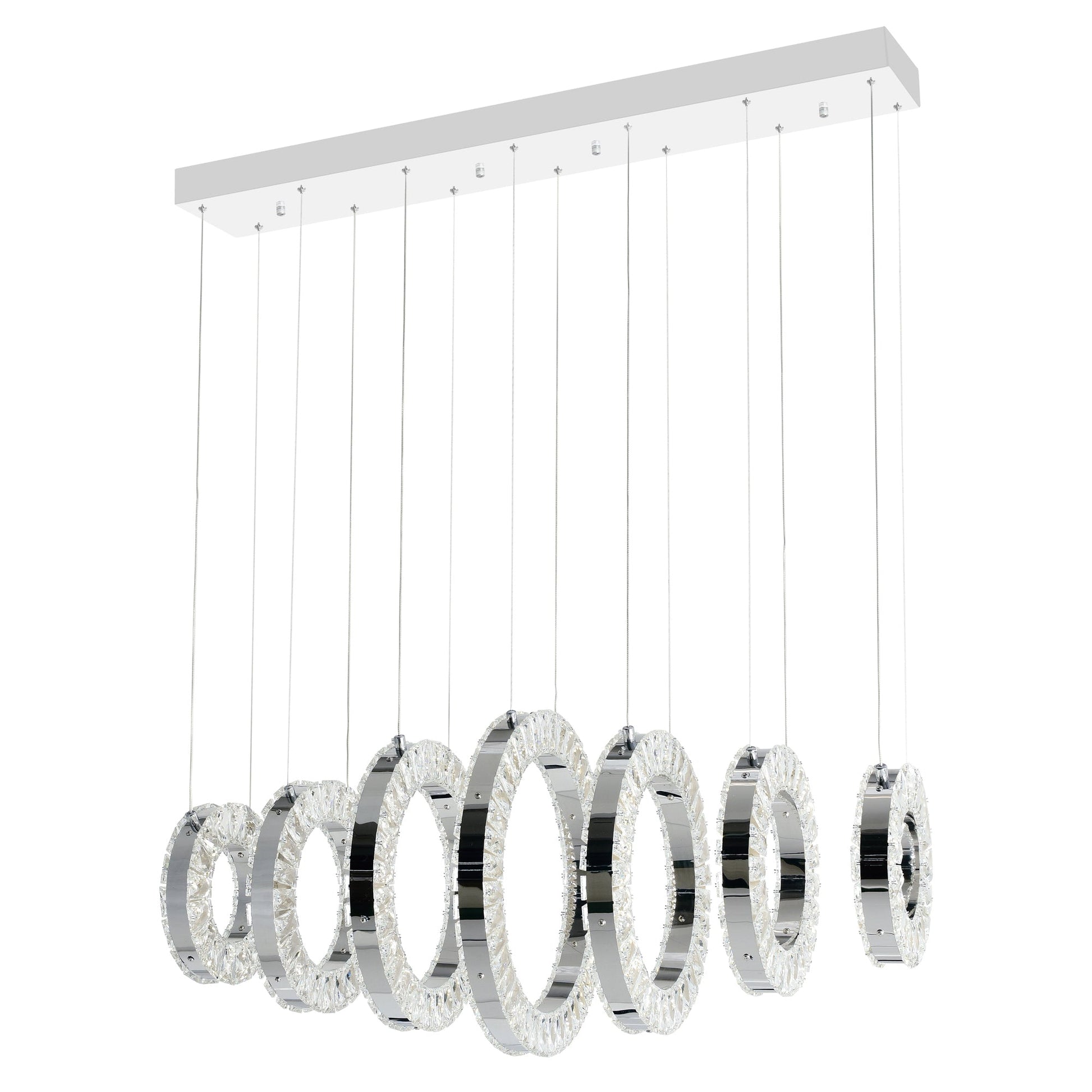 Celina Integrated LED 37in 7 Ring Chrome Chandelier - CWI Lighting