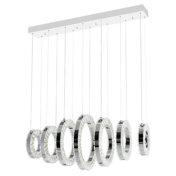 Celina Integrated LED 37in 7 Ring Chrome Chandelier - CWI Lighting