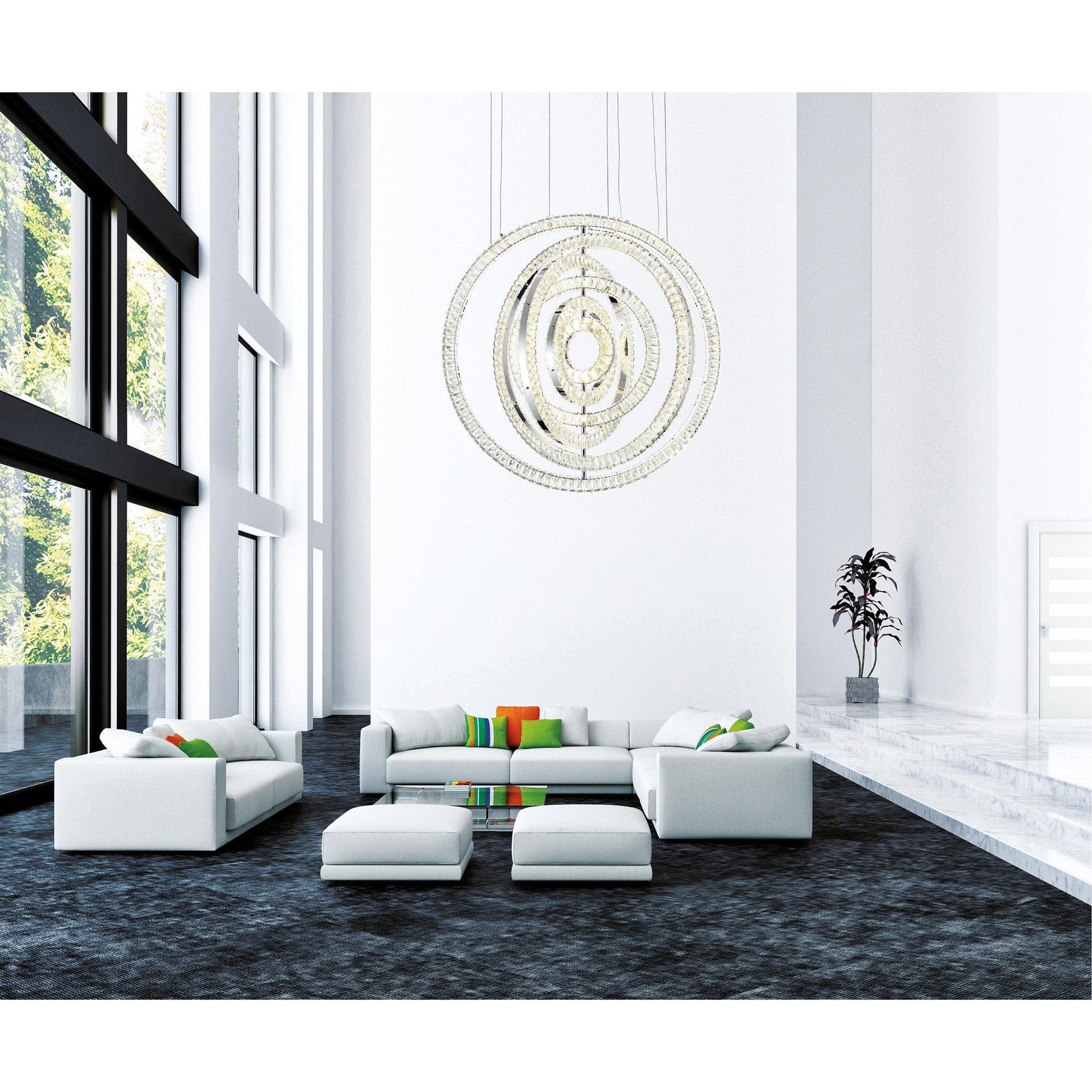 Celina Integrated LED 37in Round Chrome Chandelier - CWI Lighting
