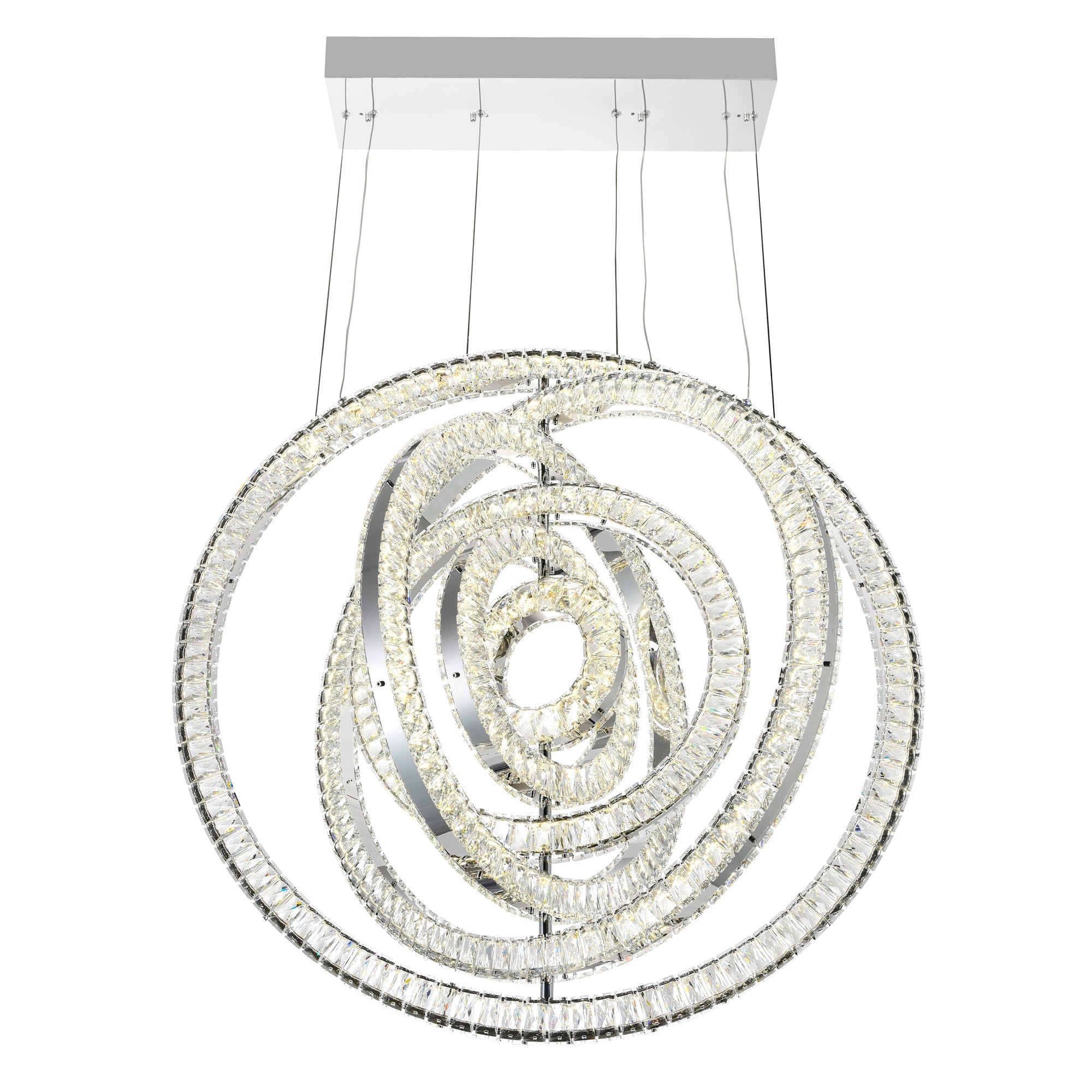 Celina Integrated LED 37in Round Chrome Chandelier - CWI Lighting