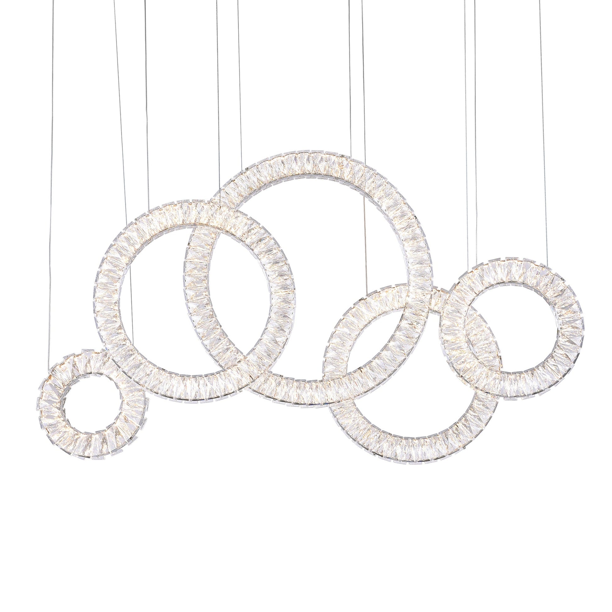Celina Integrated LED 43in 5 Ring Chrome Chandelier - CWI Lighting