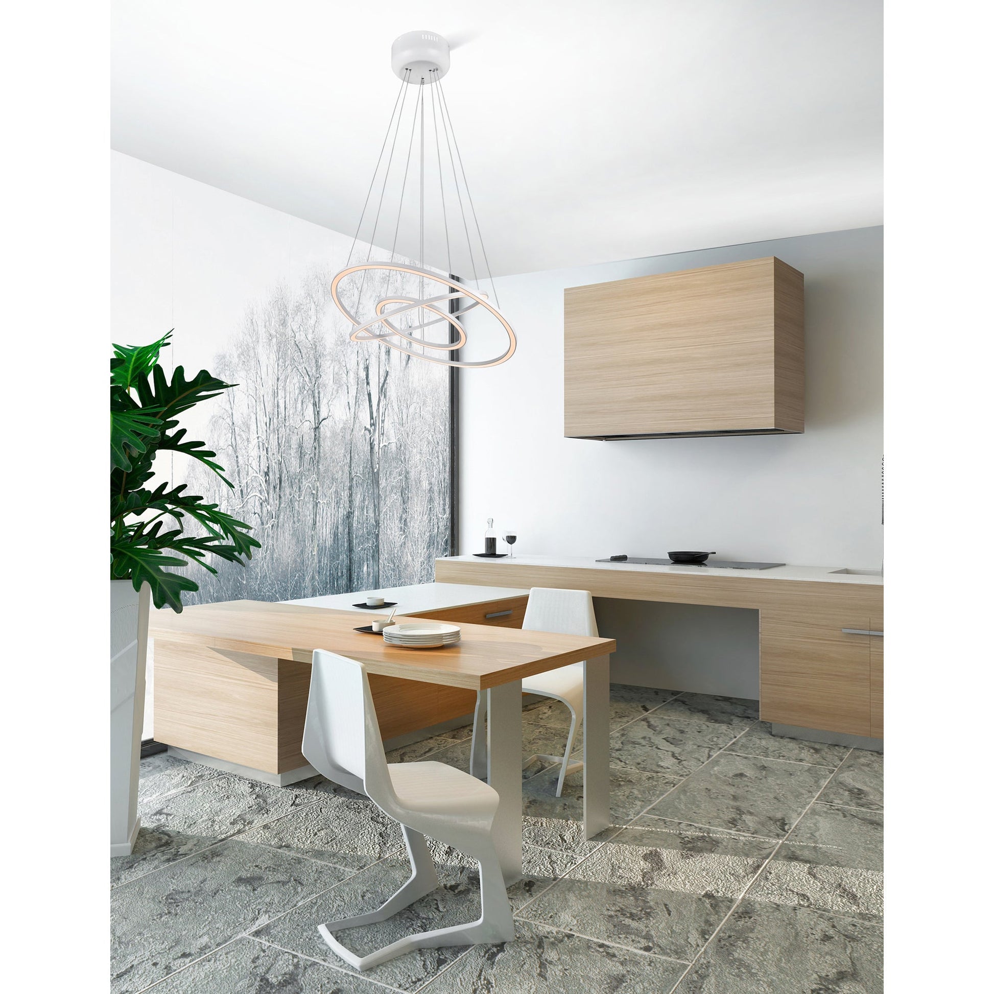 Chalice Integrated LED 31in White Chandelier - CWI Lighting