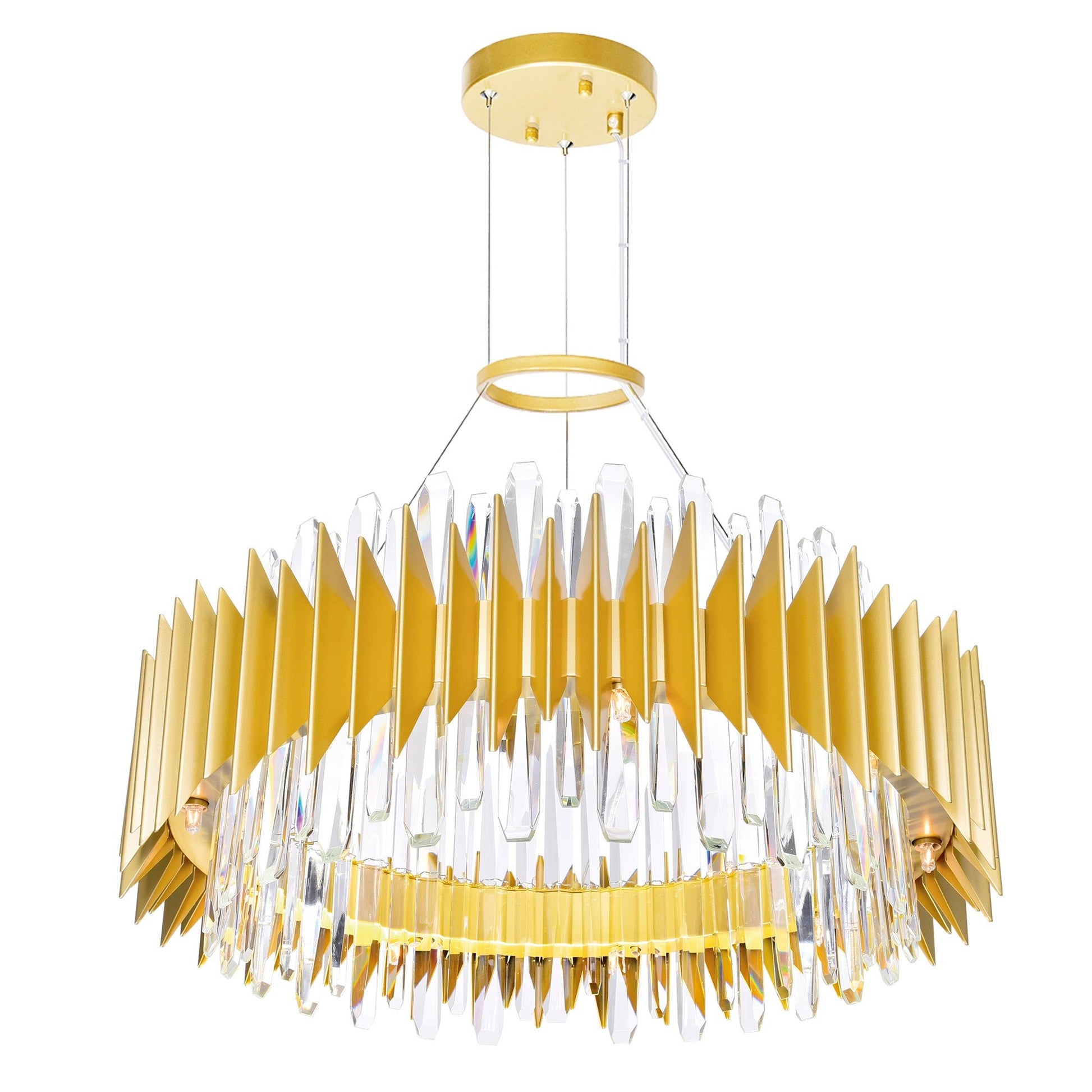Cityscape 18 Light 28in Satin Gold Chandelier - CWI Lighting