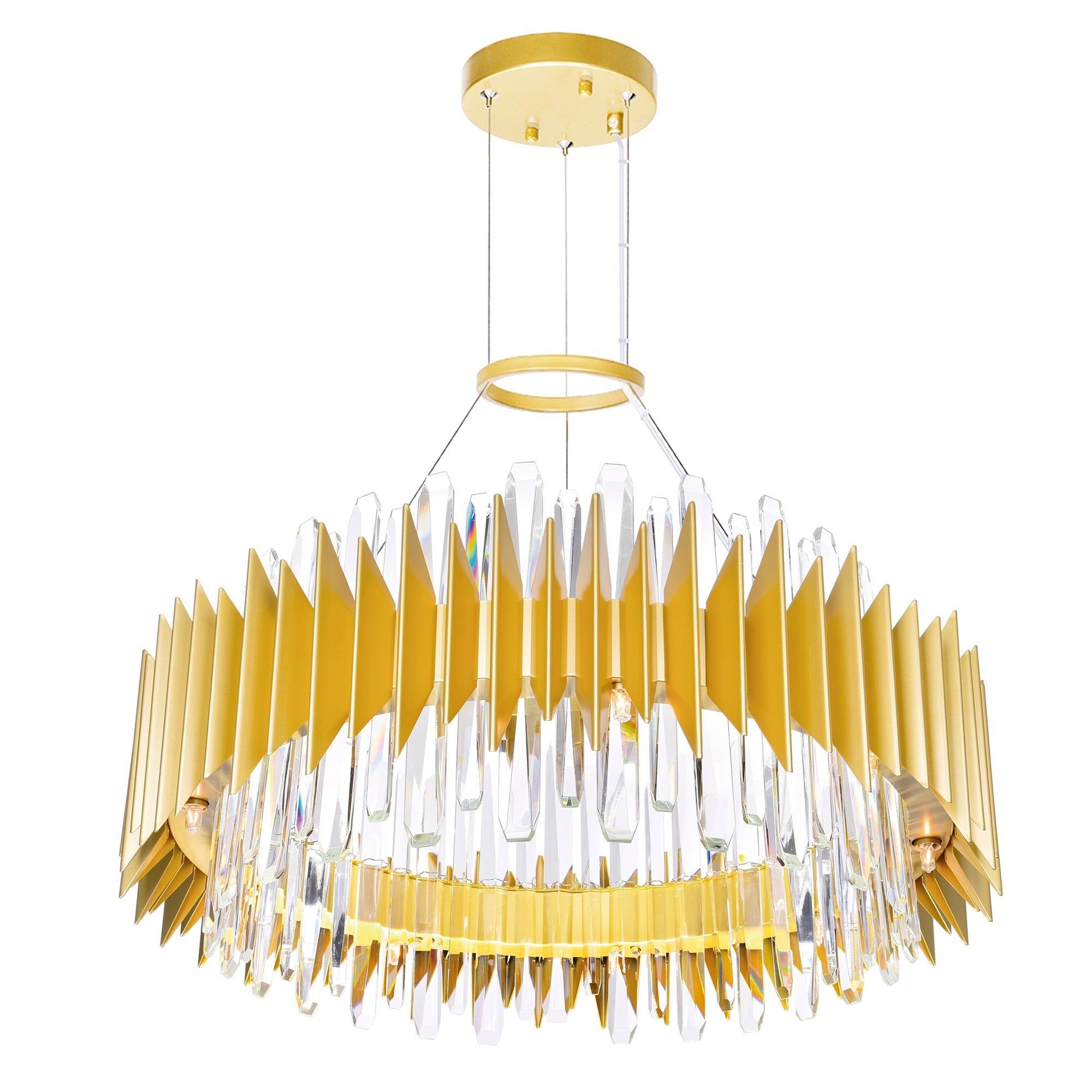 Cityscape 18 Light 28in Satin Gold Chandelier - CWI Lighting