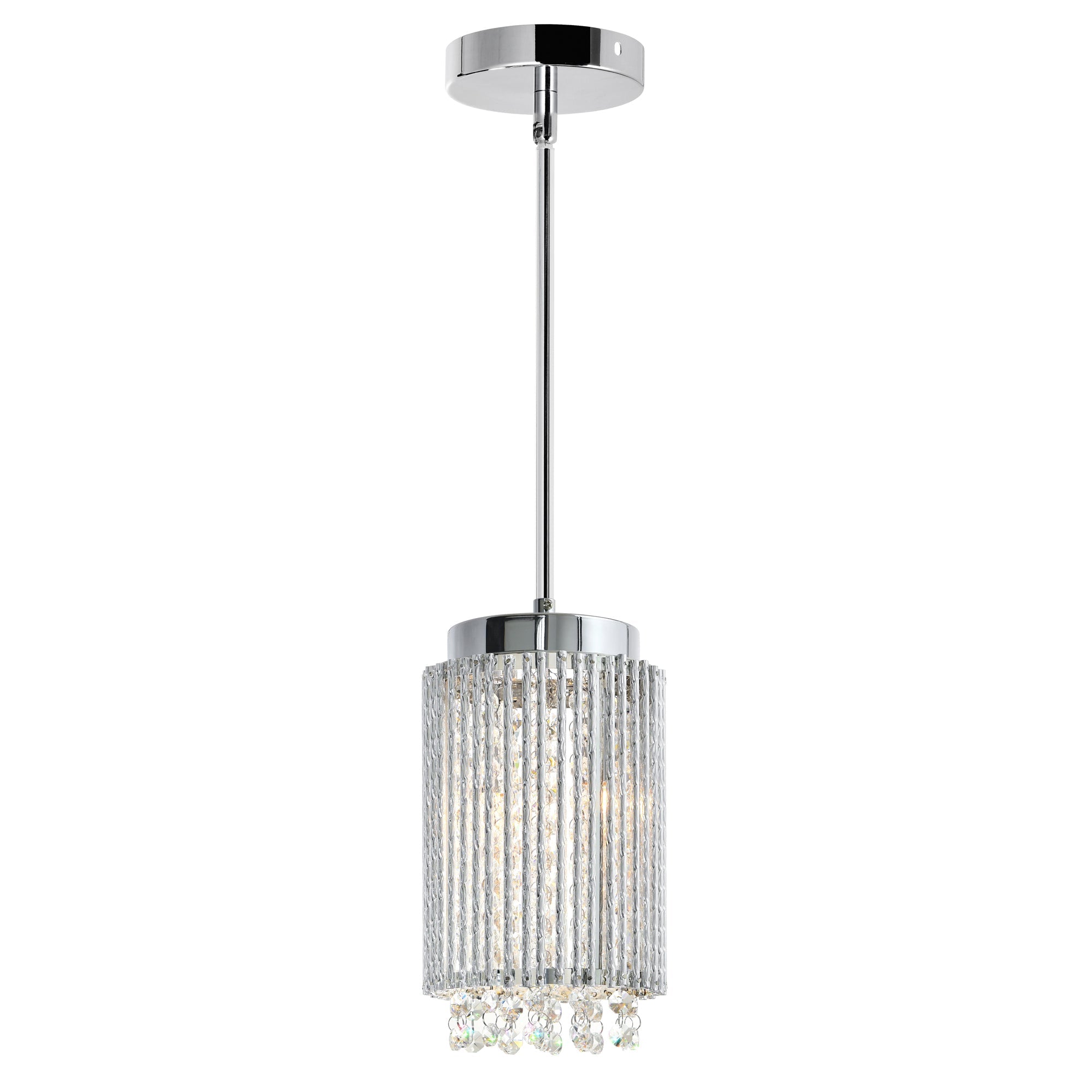Claire 2 Light Drum Shade Mini Pendant With Chrome Finish - CWI Lighting