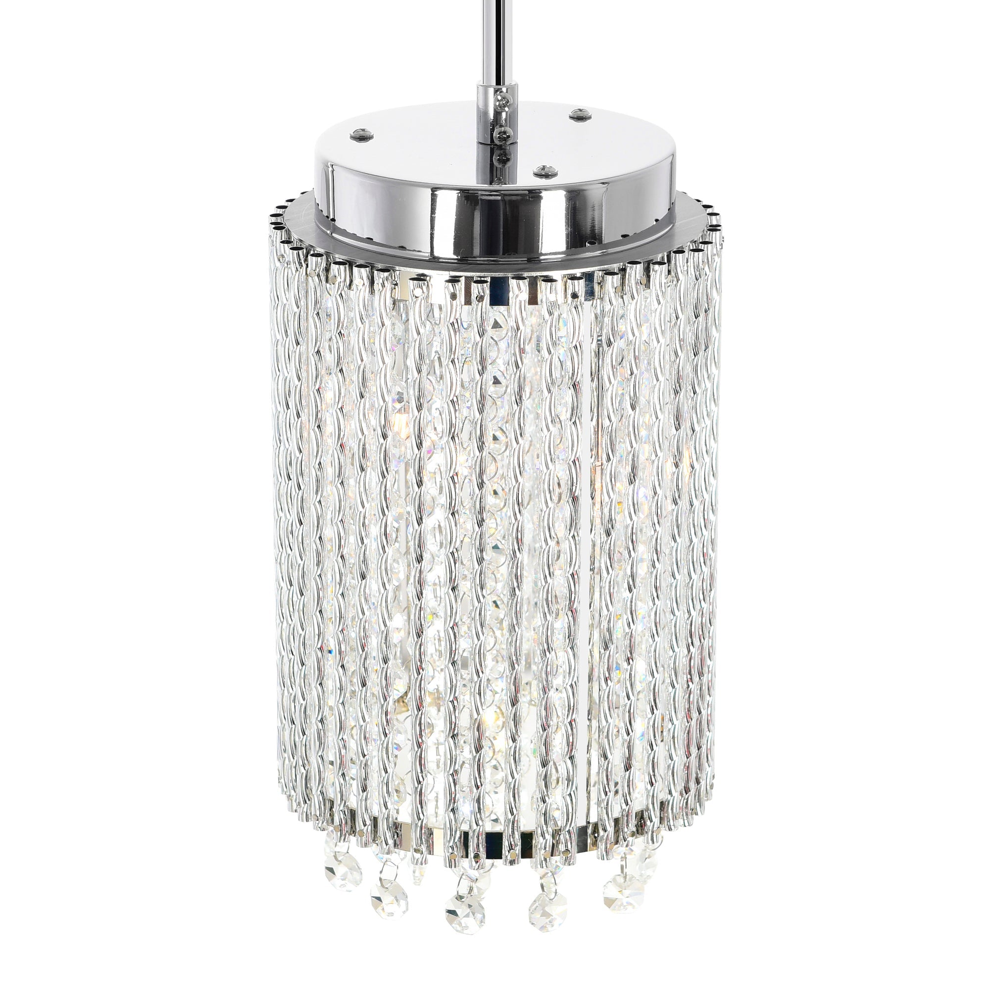 Claire 2 Light Drum Shade Mini Pendant With Chrome Finish - CWI Lighting