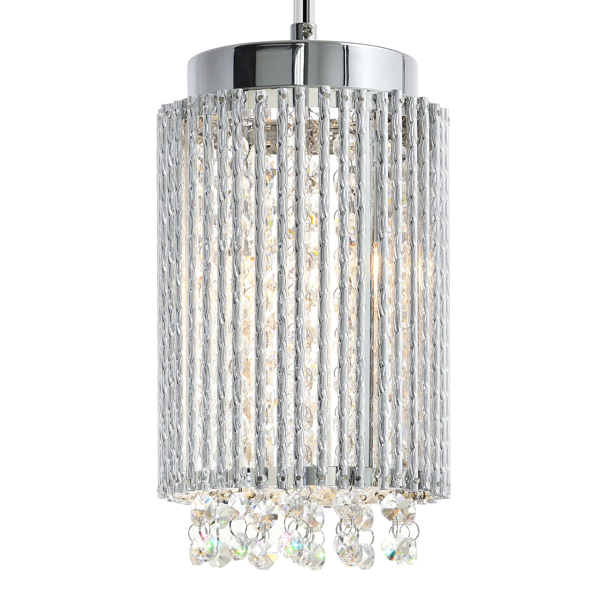 Claire 2 Light Drum Shade Mini Pendant With Chrome Finish - CWI Lighting