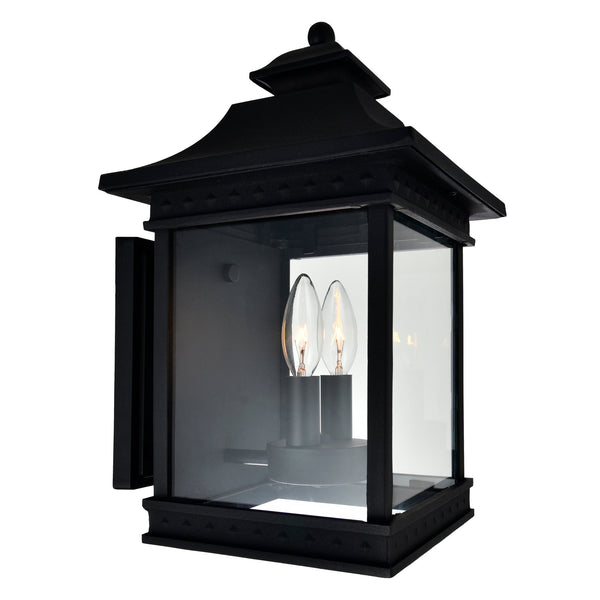 Cleveland 2 Light Black Outdoor Wall Light - CWI Lighting
