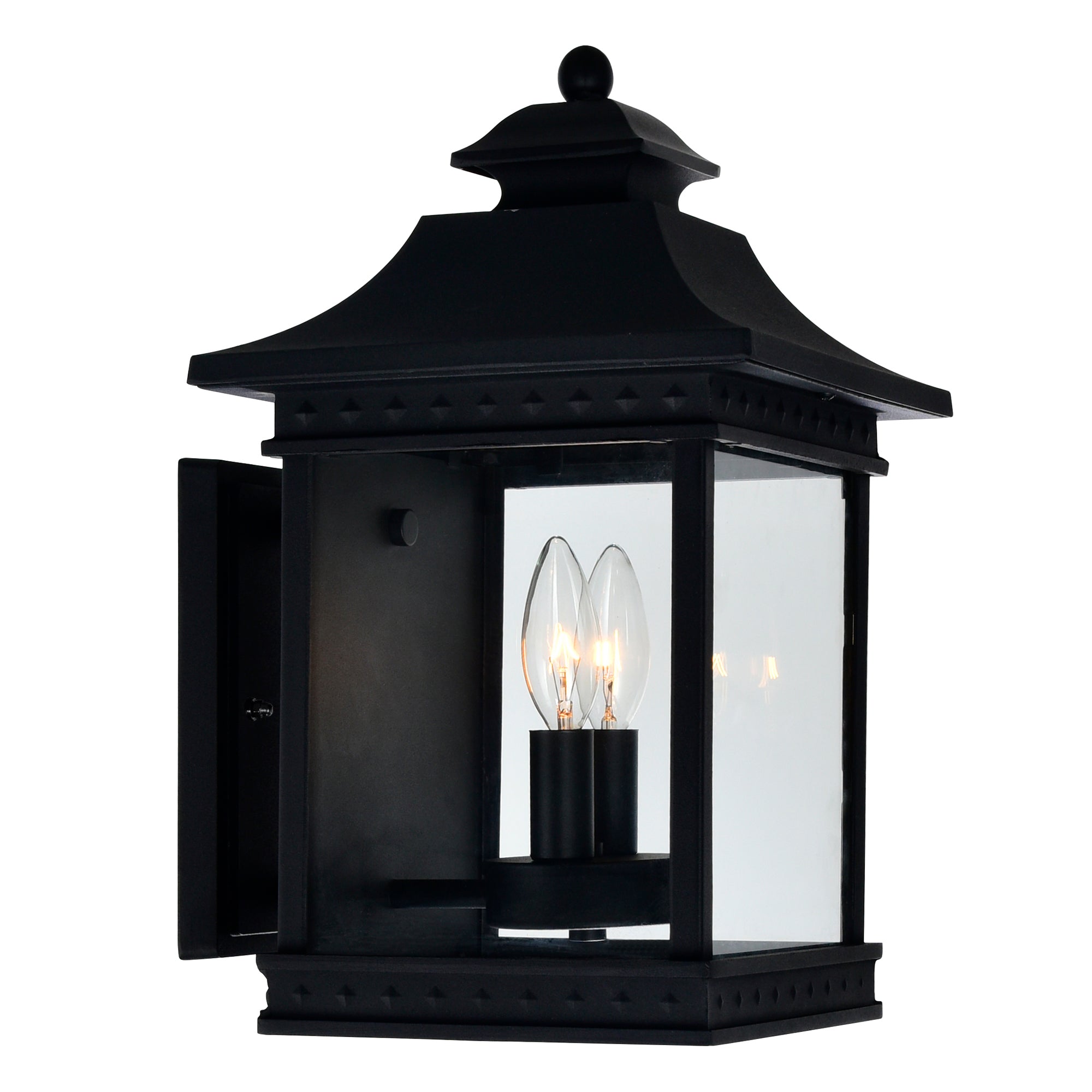 Cleveland 2 Light Black Outdoor Wall Light - CWI Lighting