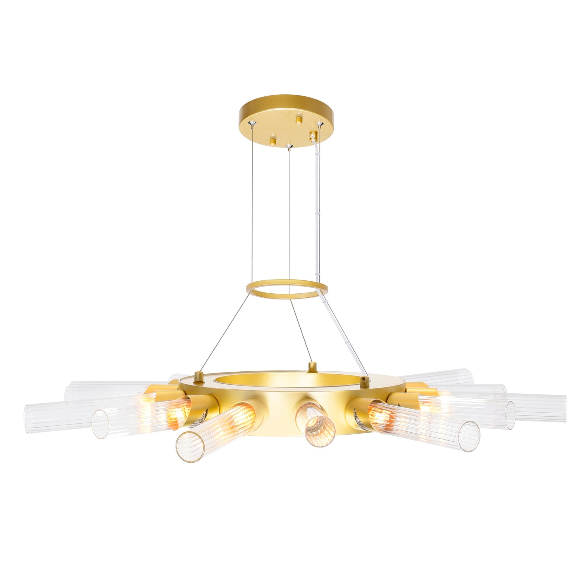 Collar 14 Light Chandelier With Satin Gold Finish - CWI Lighting