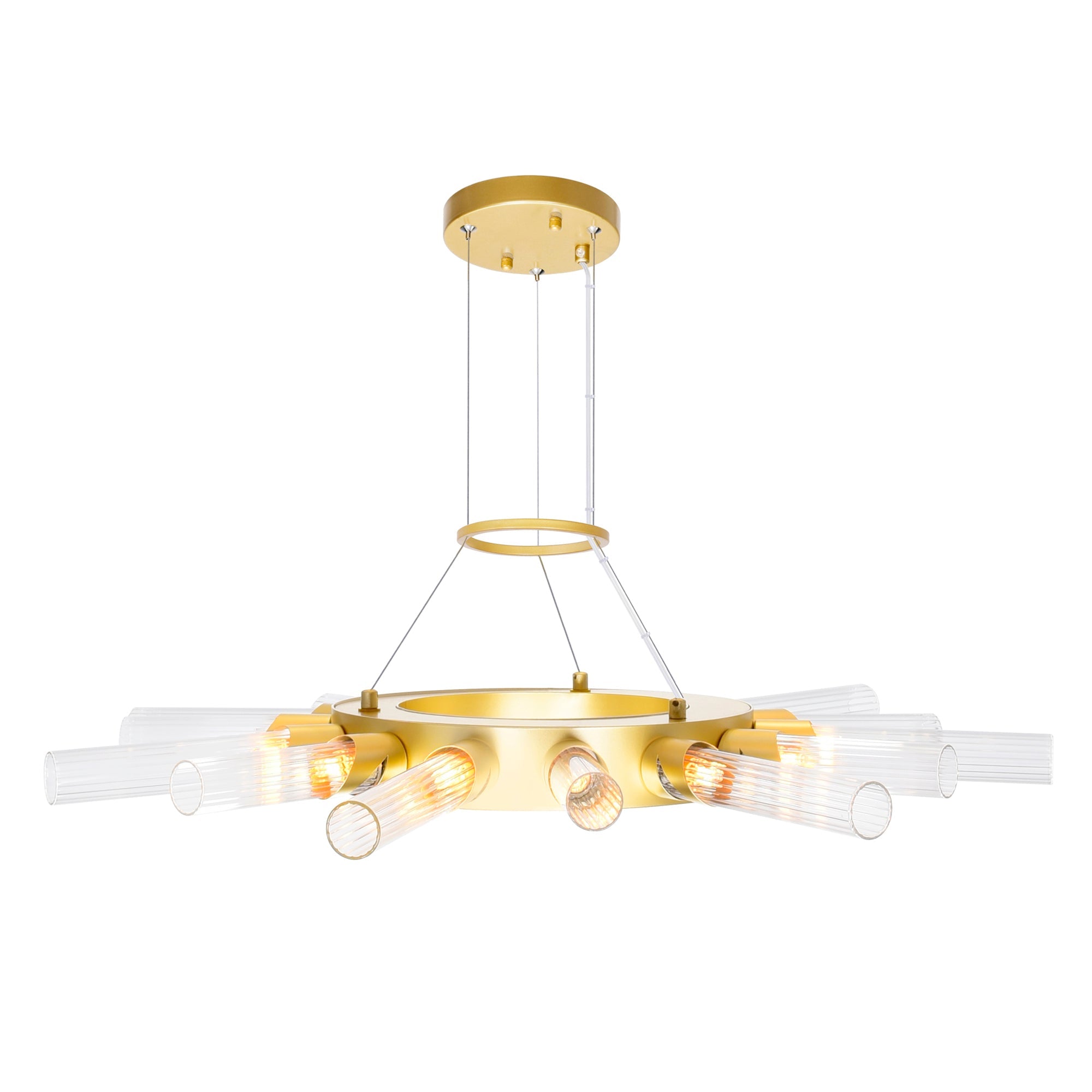 Collar 14 Light Chandelier With Satin Gold Finish - CWI Lighting