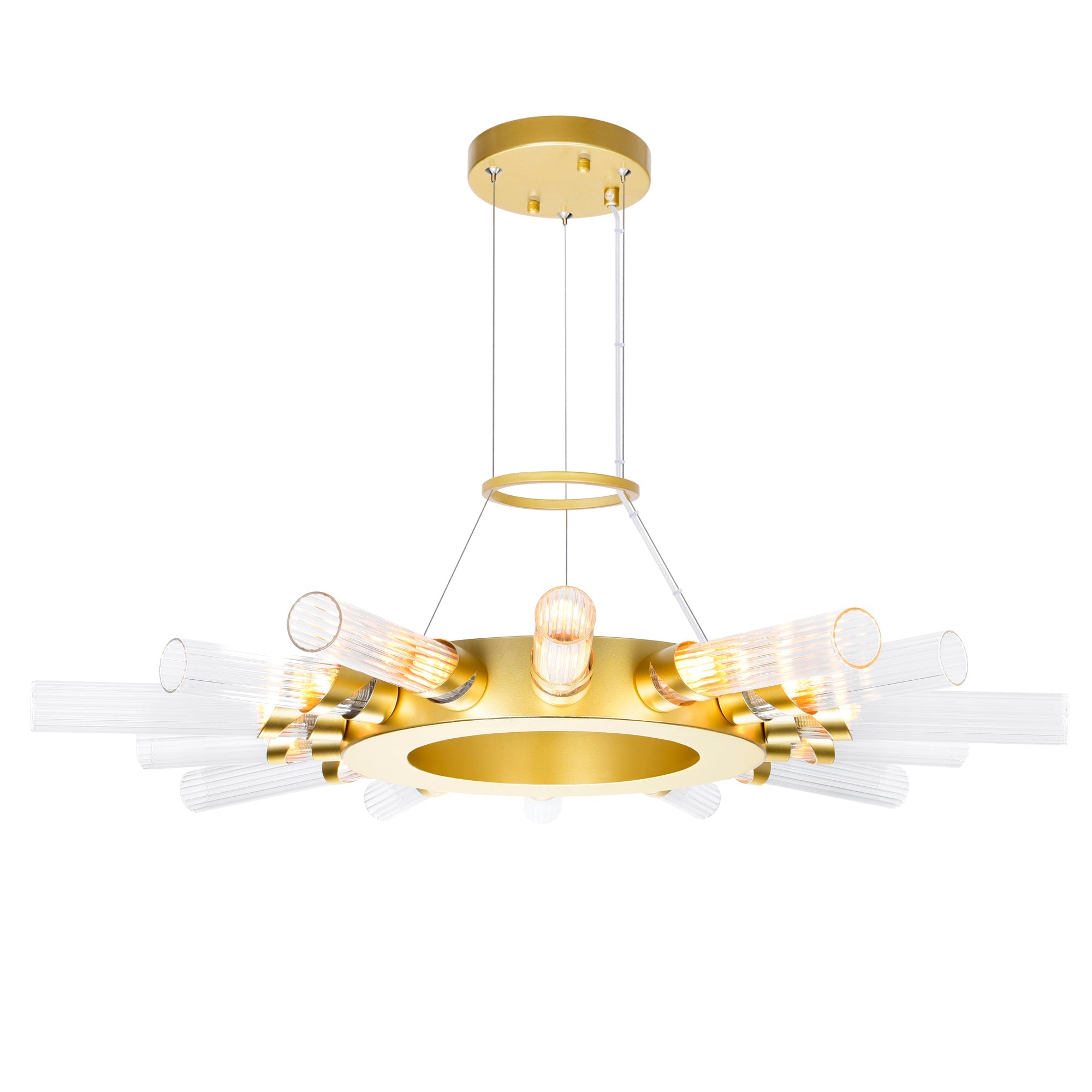 Collar 14 Light Chandelier With Satin Gold Finish - CWI Lighting