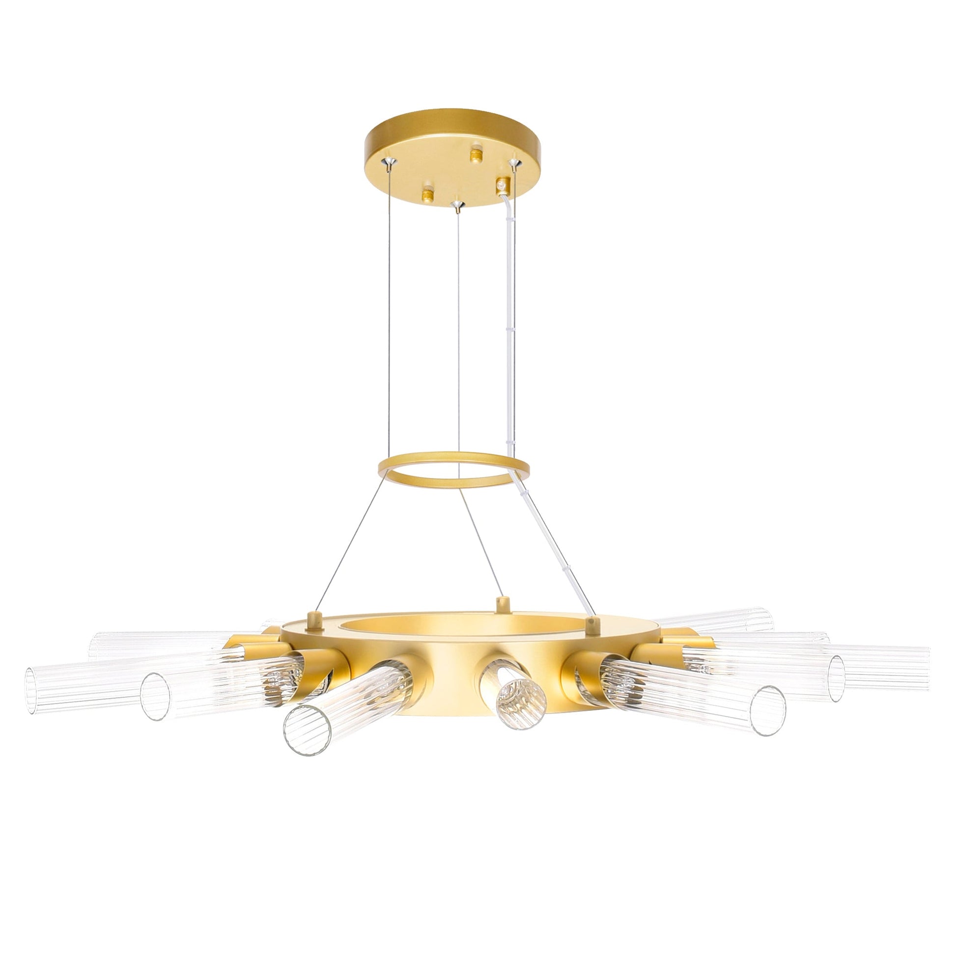Collar 14 Light Chandelier With Satin Gold Finish - CWI Lighting