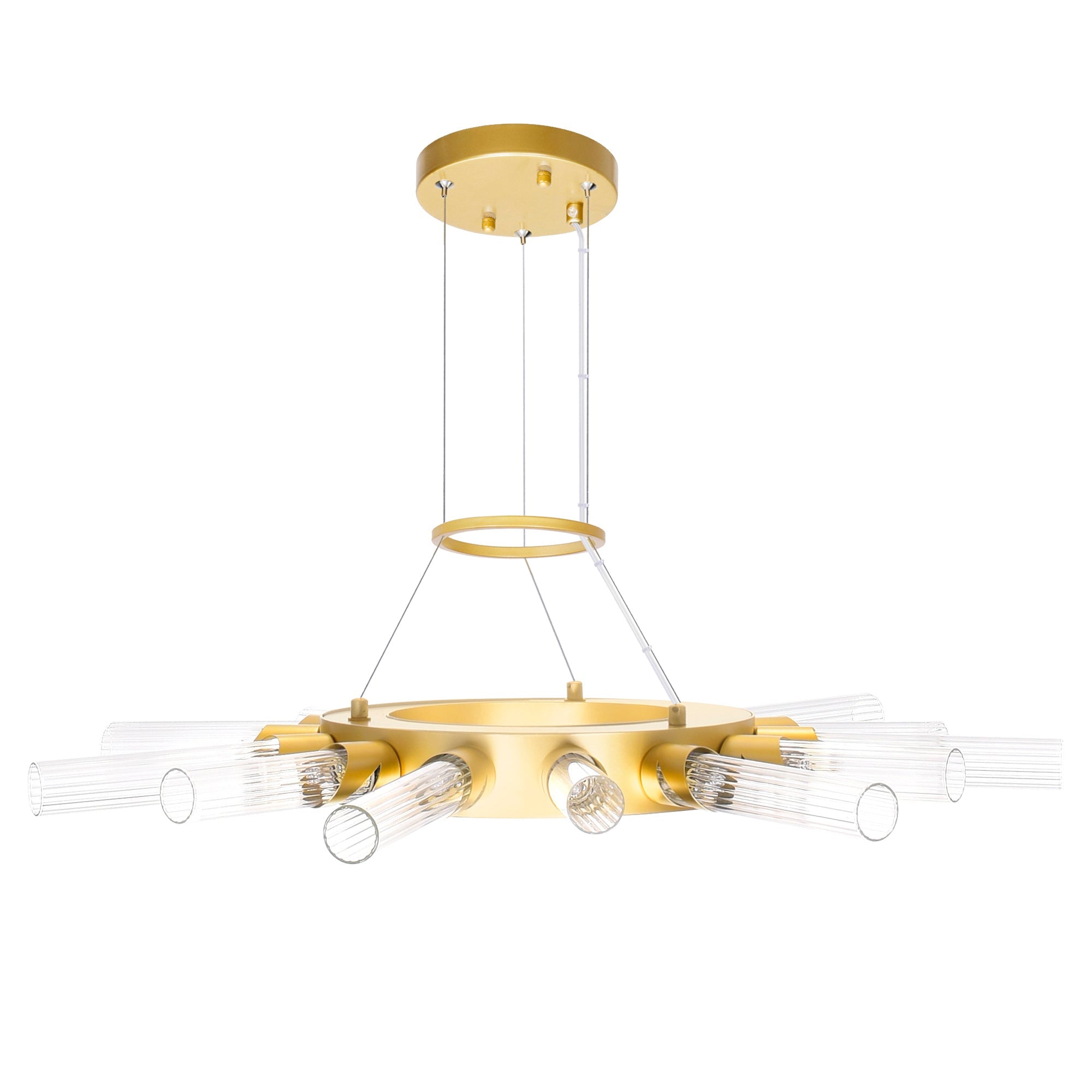 Collar 14 Light Chandelier With Satin Gold Finish - CWI Lighting