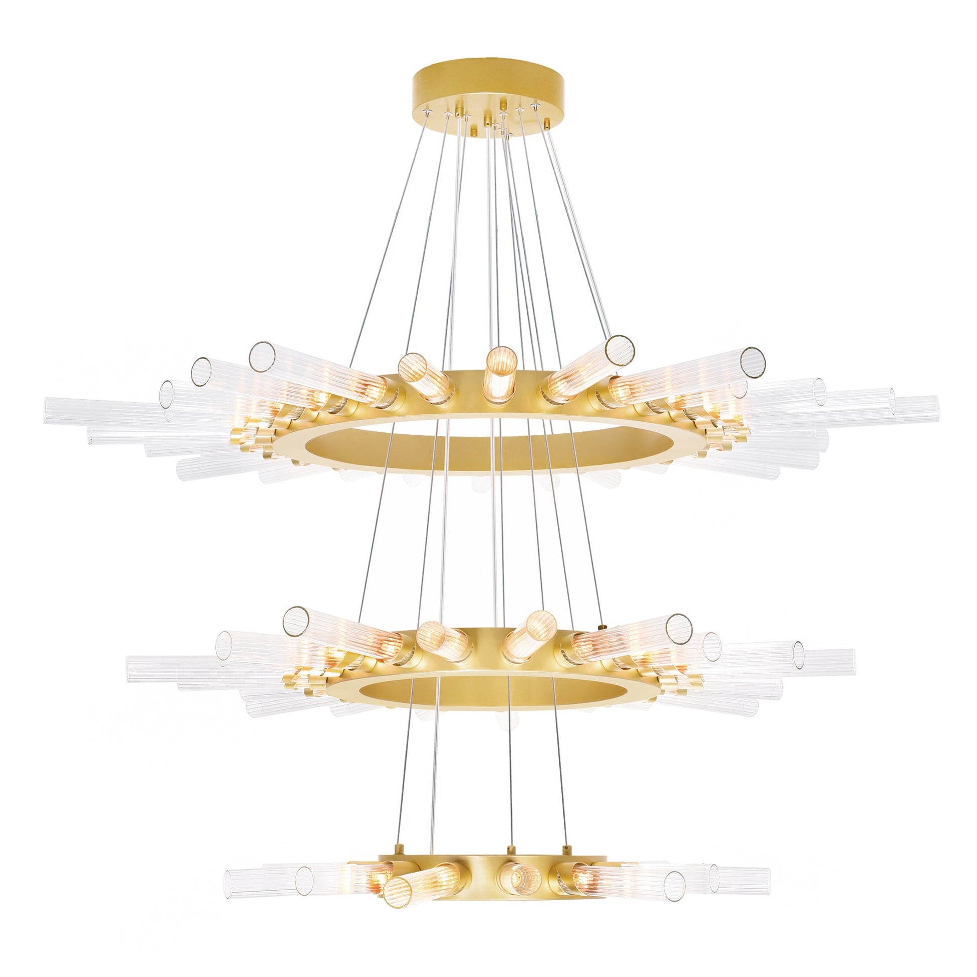 Collar 63 Light Chandelier With Satin Gold Finish - CWI Lighting