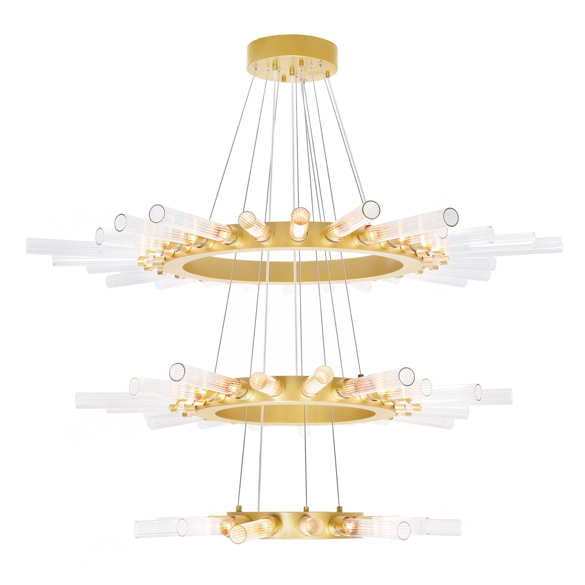 Collar 63 Light Chandelier With Satin Gold Finish - CWI Lighting