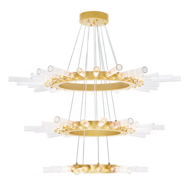 Collar 63 Light Chandelier With Satin Gold Finish - CWI Lighting