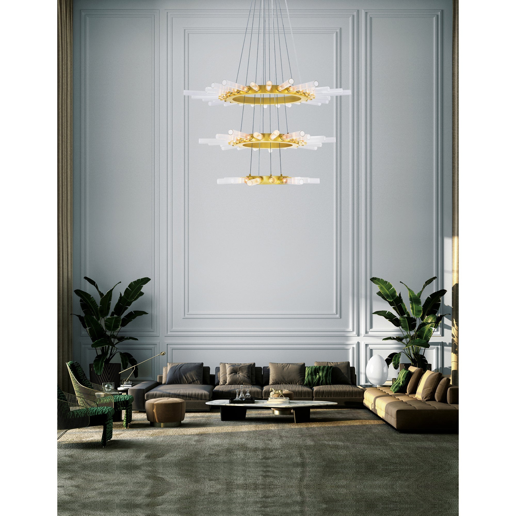 Collar 63 Light Chandelier With Satin Gold Finish - CWI Lighting