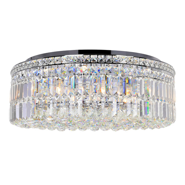 Colosseum 10 Light 24in Chrome Flush Mount with Crystals - CWI Lighting