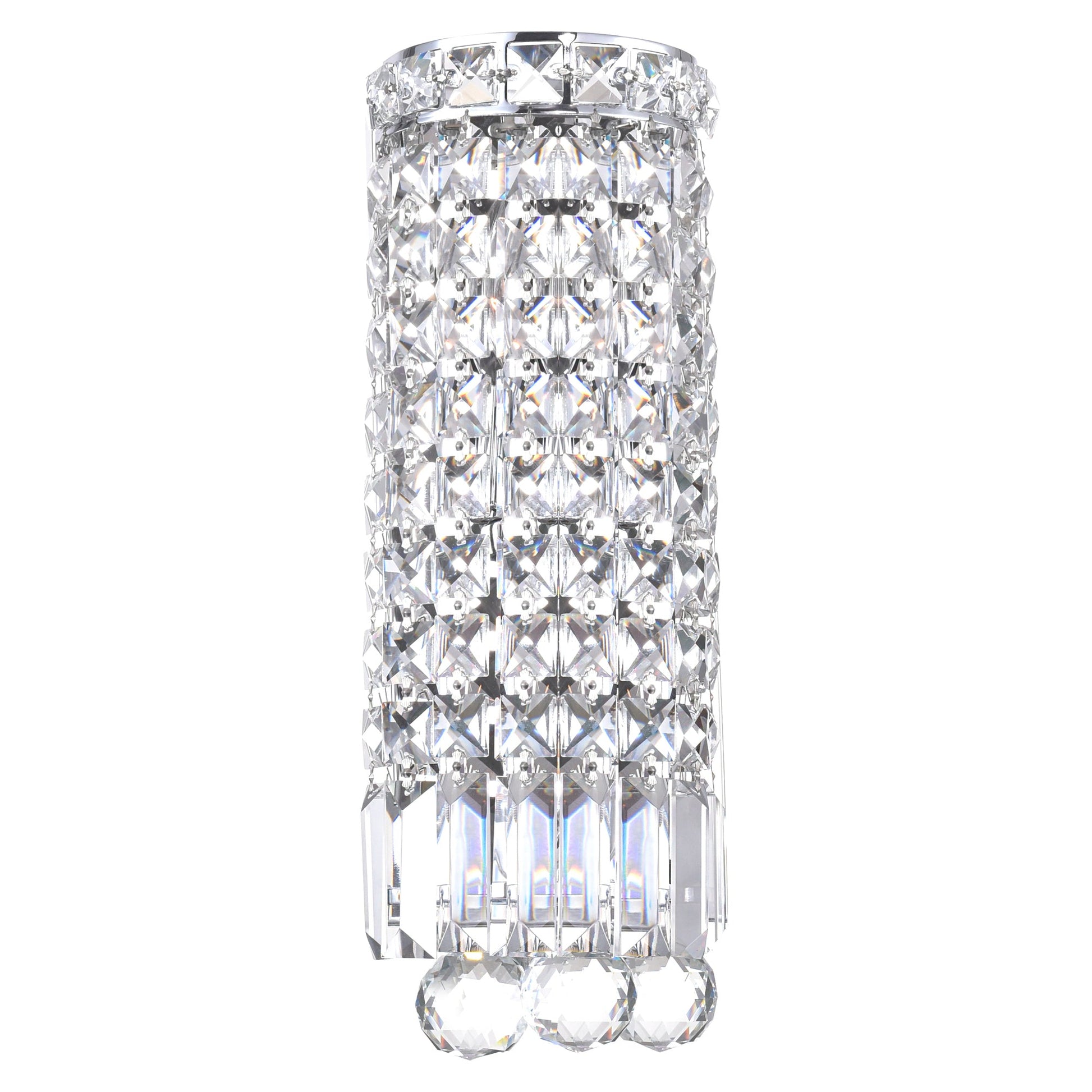 Colosseum 2 Light 5in Chrome Bathroom Sconce with Crystals - CWI Lighting