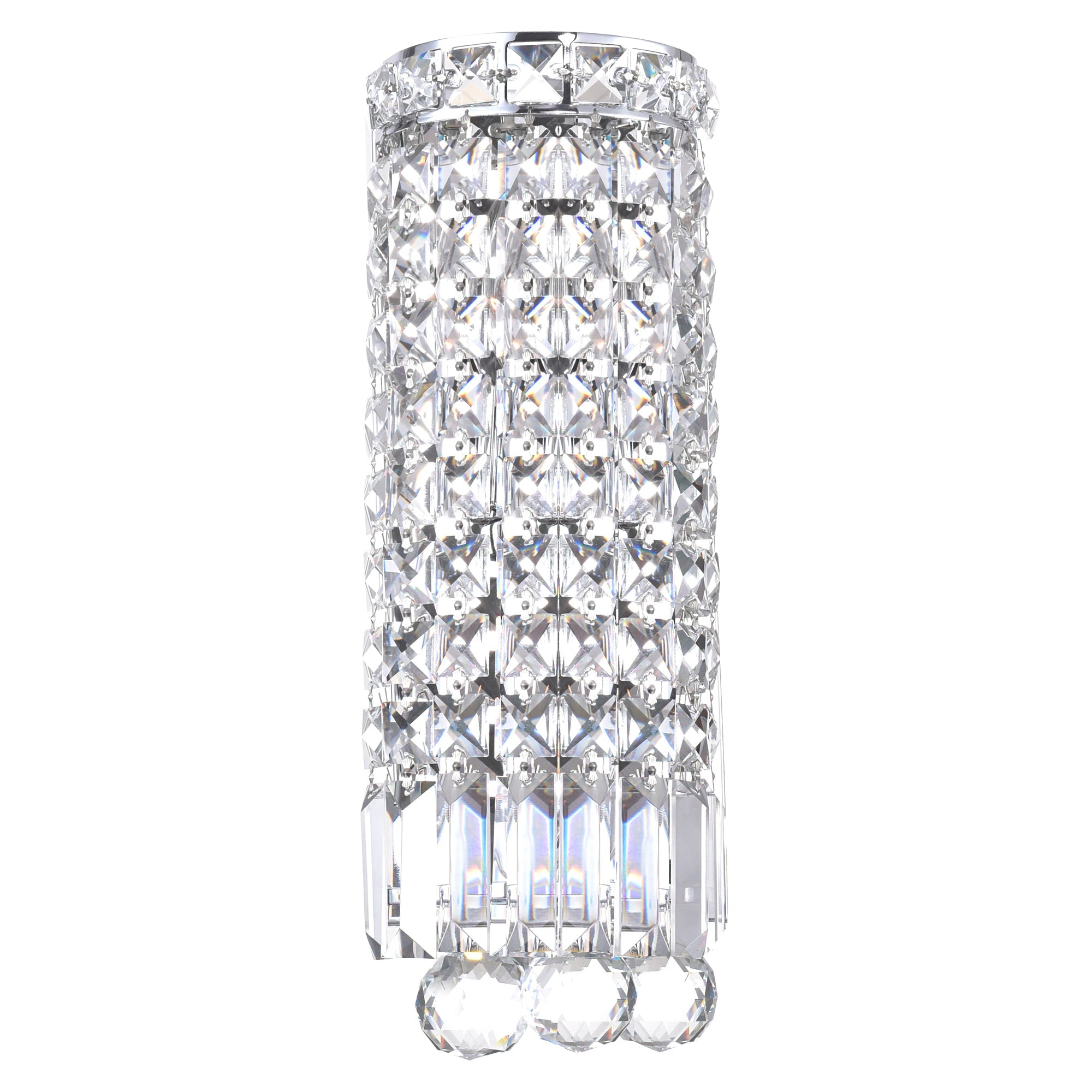 Colosseum 2 Light 5in Chrome Bathroom Sconce with Crystals - CWI Lighting