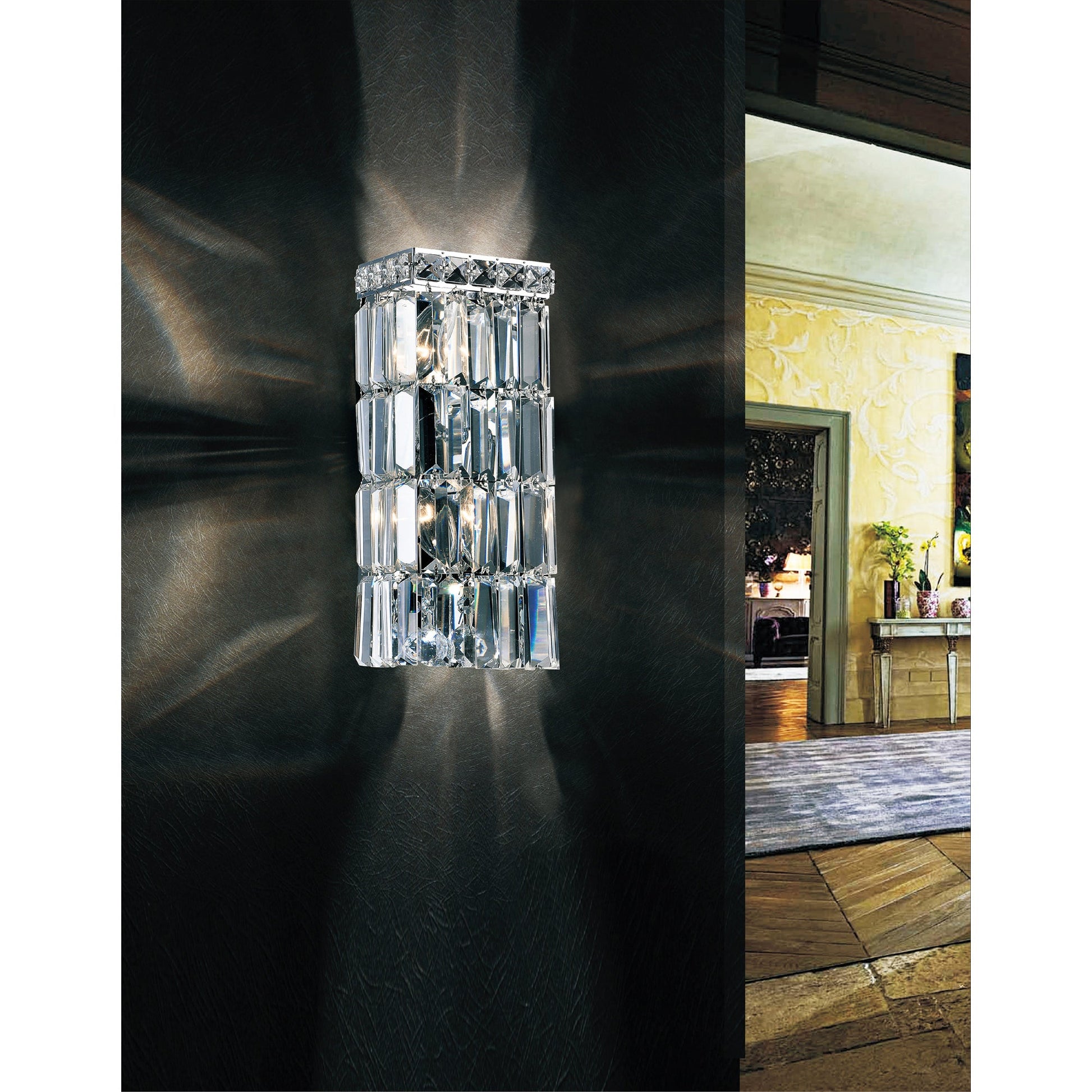 Colosseum 2 Light 5in Chrome Bathroom Sconce with Crystals - CWI Lighting