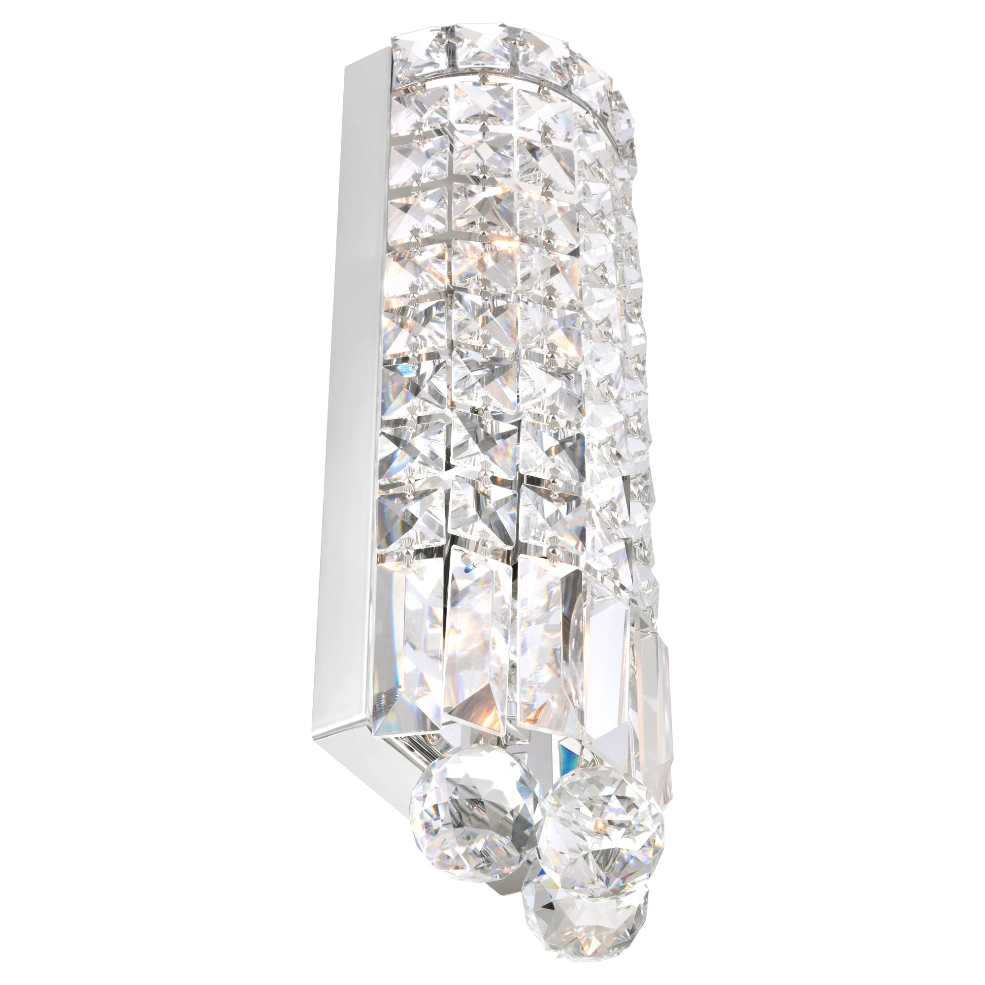 Colosseum 2 Light 5in Chrome Bathroom Sconce with Crystals - CWI Lighting