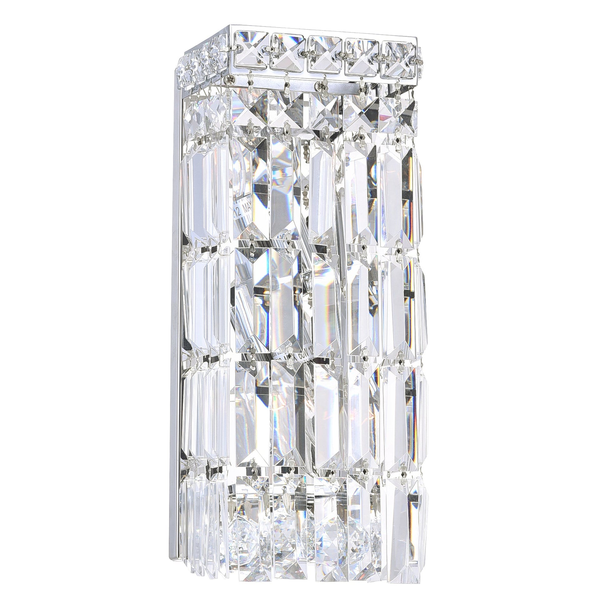 Colosseum 2 Light 5in Chrome Bathroom Sconce with Crystals - CWI Lighting