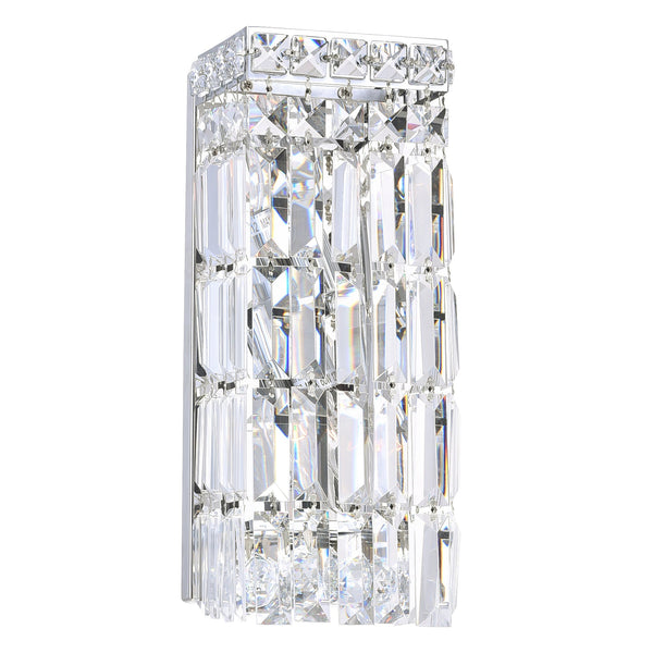 Colosseum 2 Light 5in Chrome Bathroom Sconce with Crystals - CWI Lighting