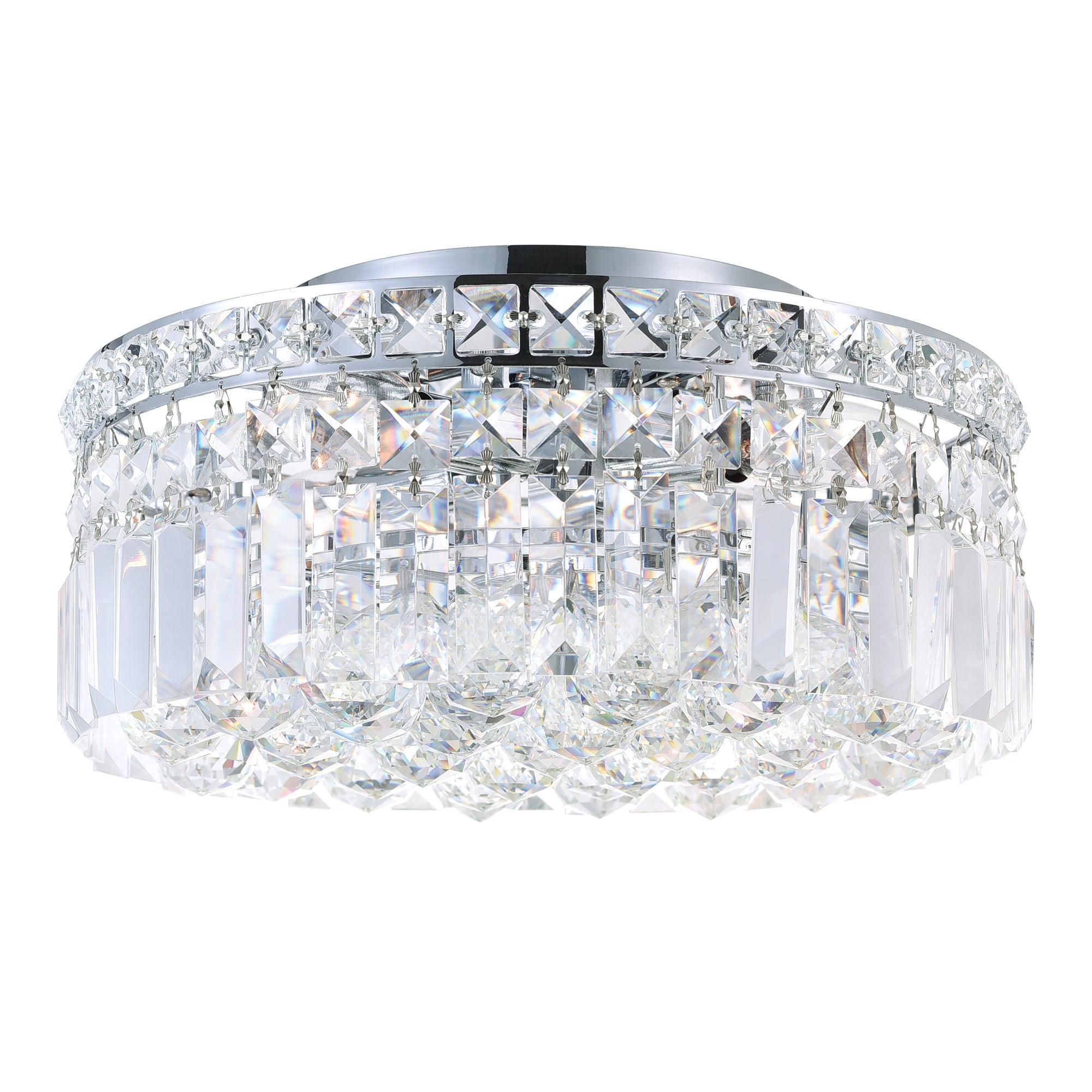 Colosseum 4 Light 12in Chrome Flush Mount with Crystals - CWI Lighting