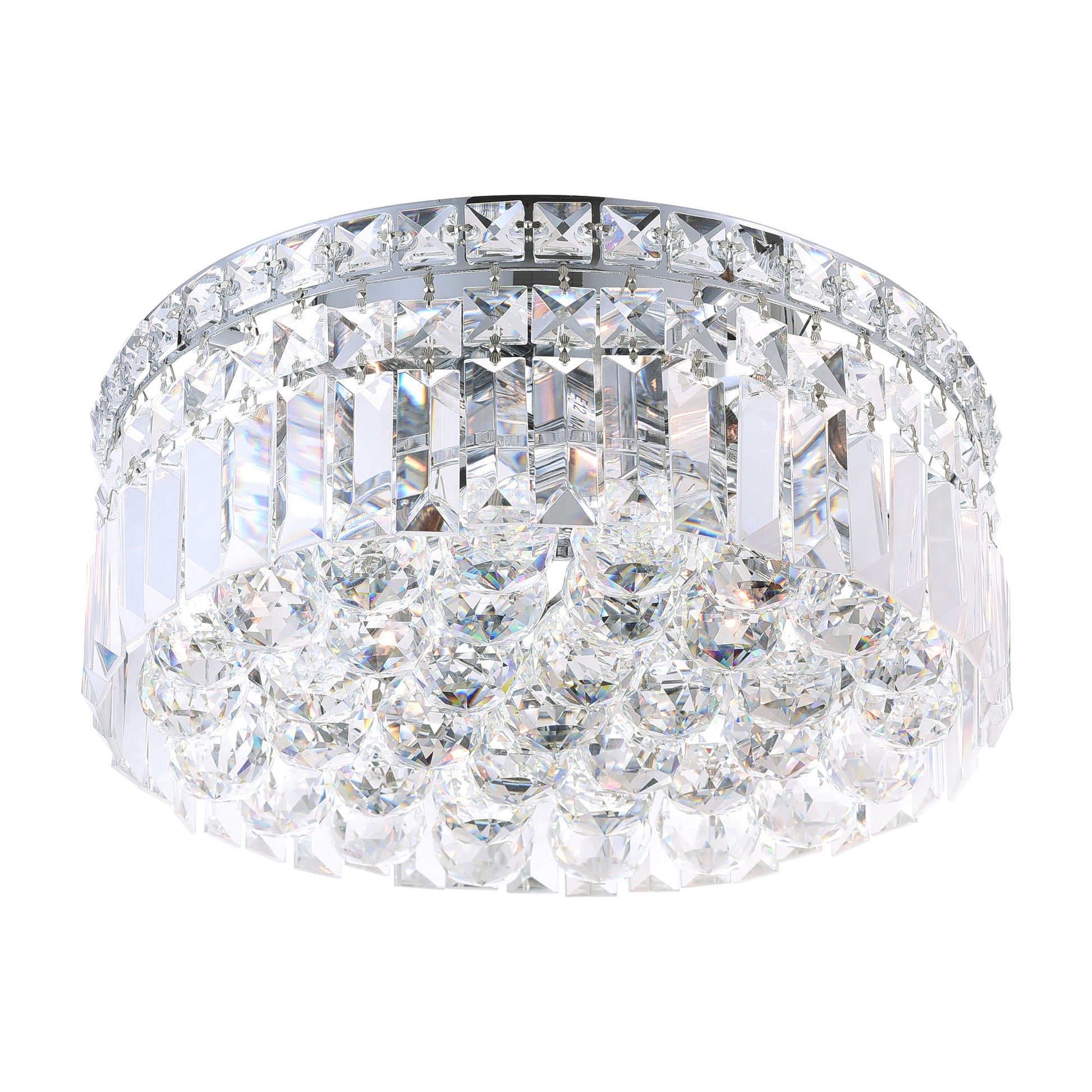 Colosseum 4 Light 12in Chrome Flush Mount with Crystals - CWI Lighting