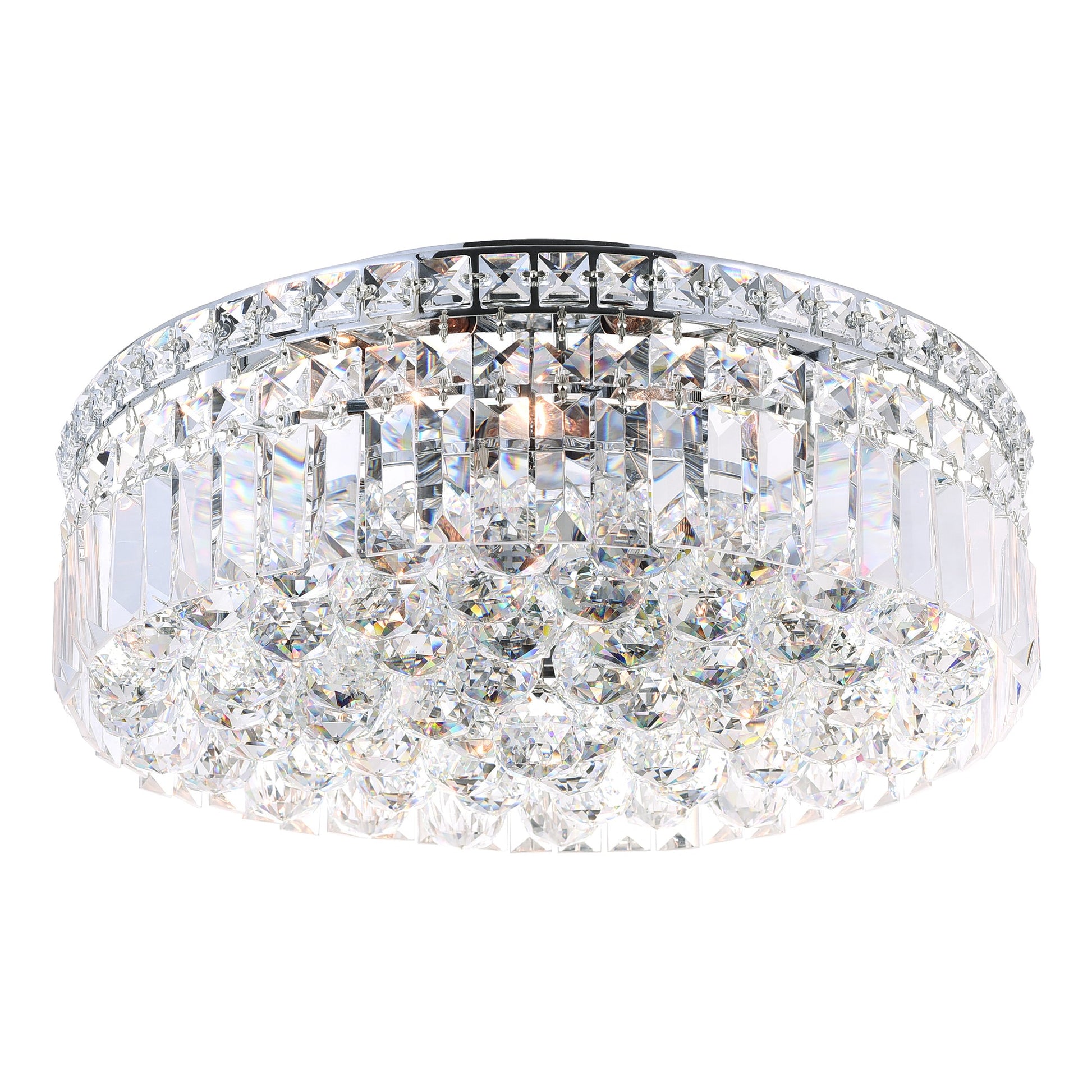 Colosseum 4 Light 14in Chrome Flush Mount with Crystals - CWI Lighting