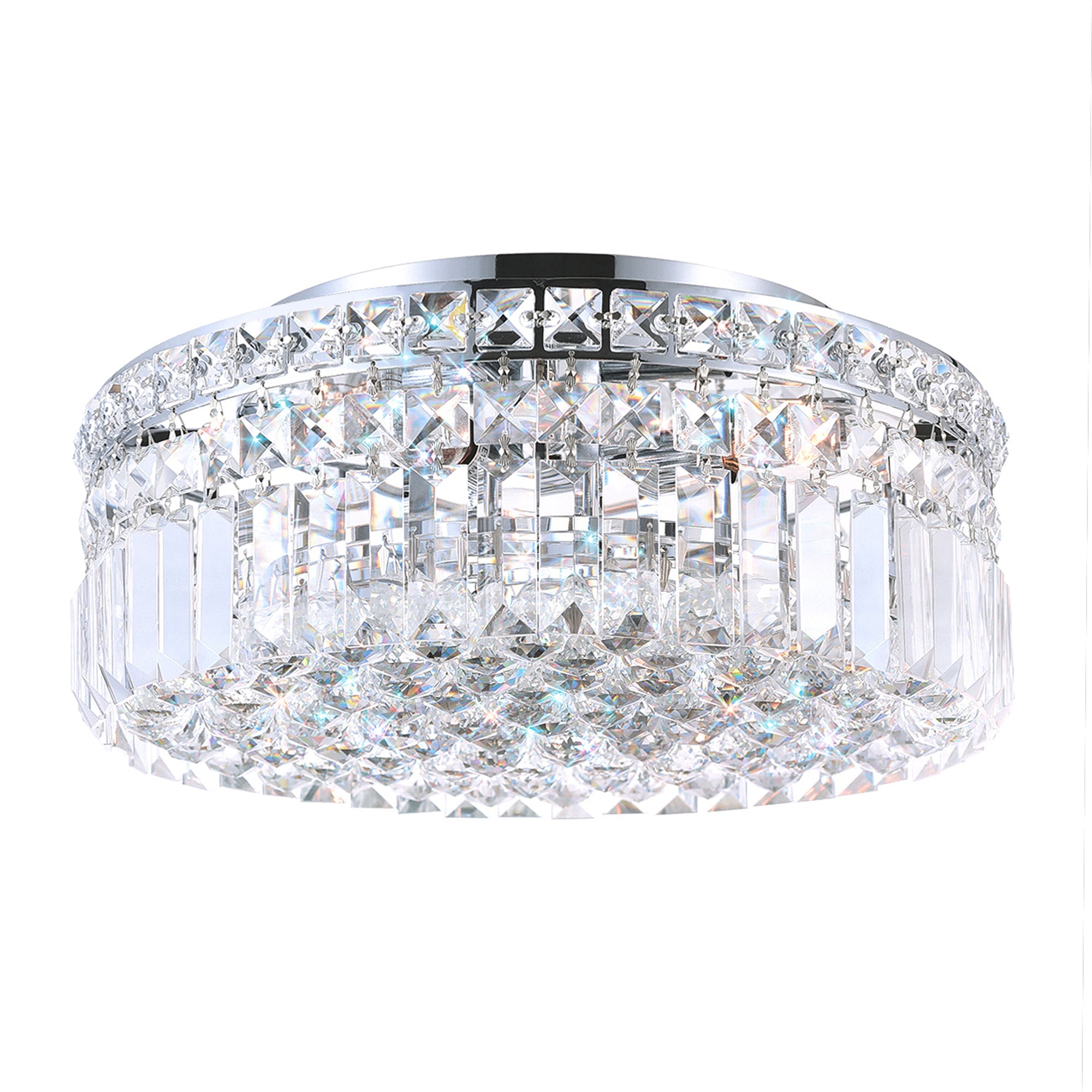 Colosseum 4 Light 14in Chrome Flush Mount with Crystals - CWI Lighting