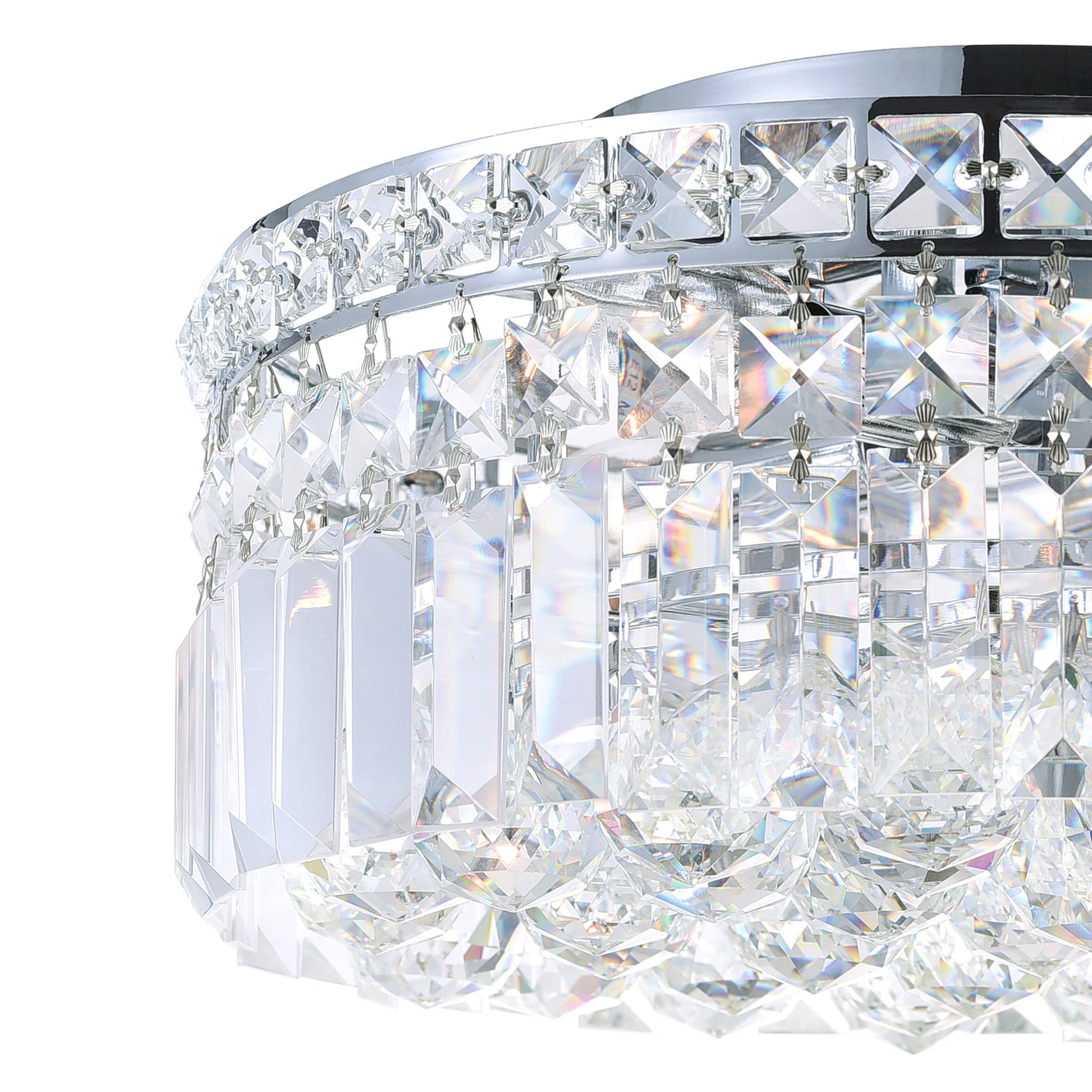 Colosseum 4 Light 14in Chrome Flush Mount with Crystals - CWI Lighting
