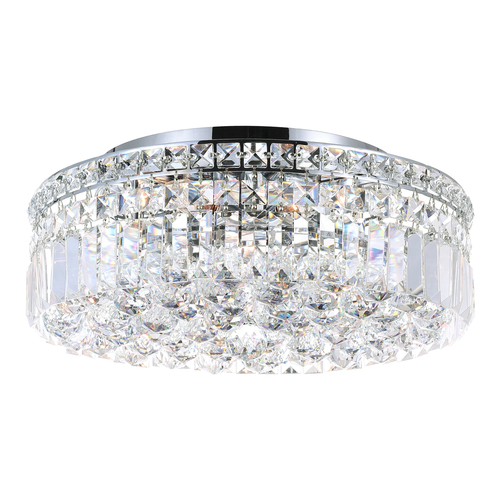 Colosseum 5 Light 16in Chrome Flush Mount with Crystals - CWI Lighting