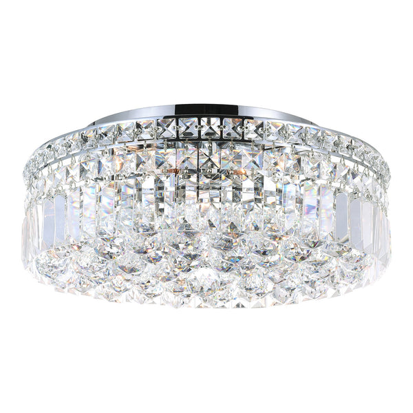 Colosseum 5 Light 16in Chrome Flush Mount with Crystals - CWI Lighting