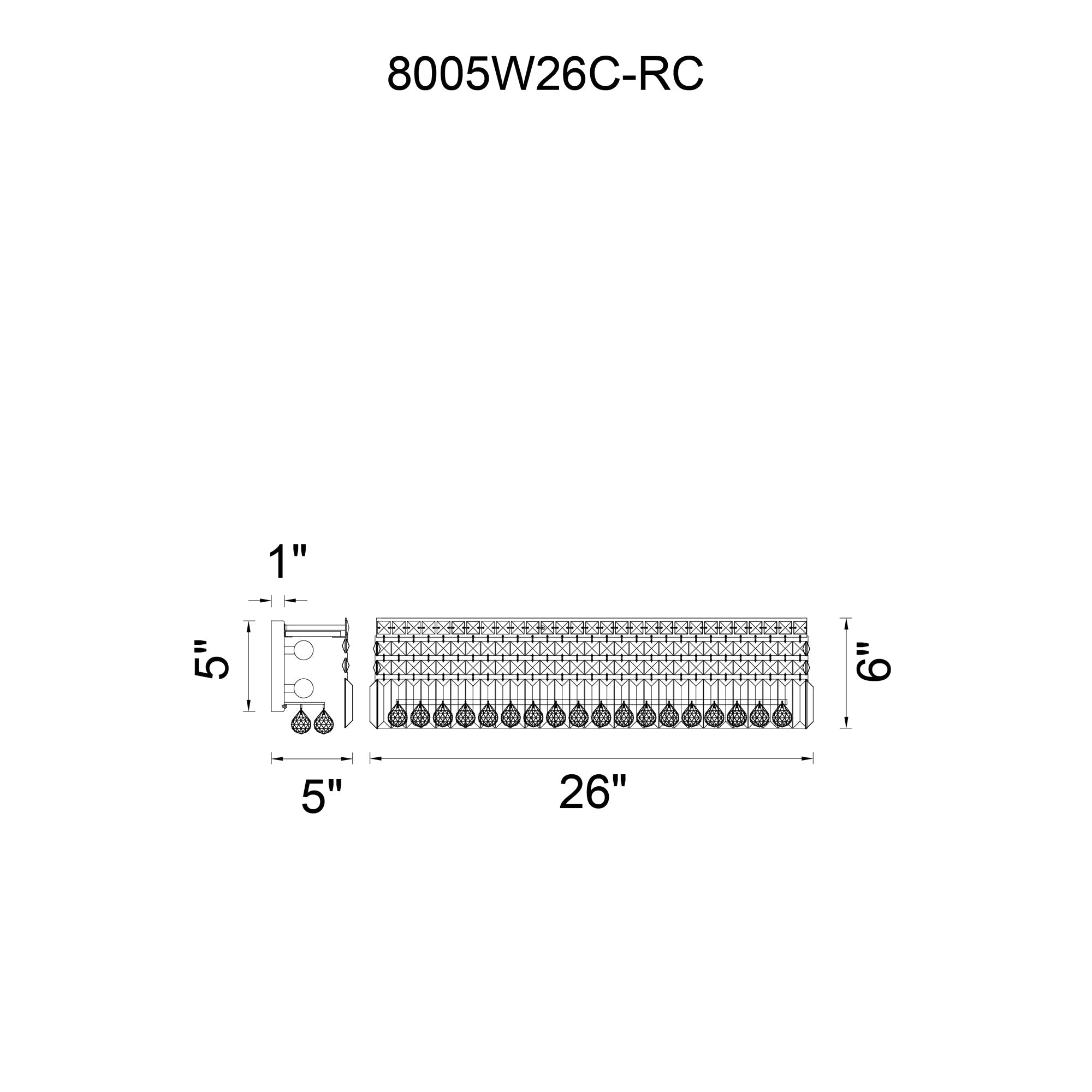 Colosseum 6 Light 26in Chrome Vanity Light with Crystals - CWI Lighting