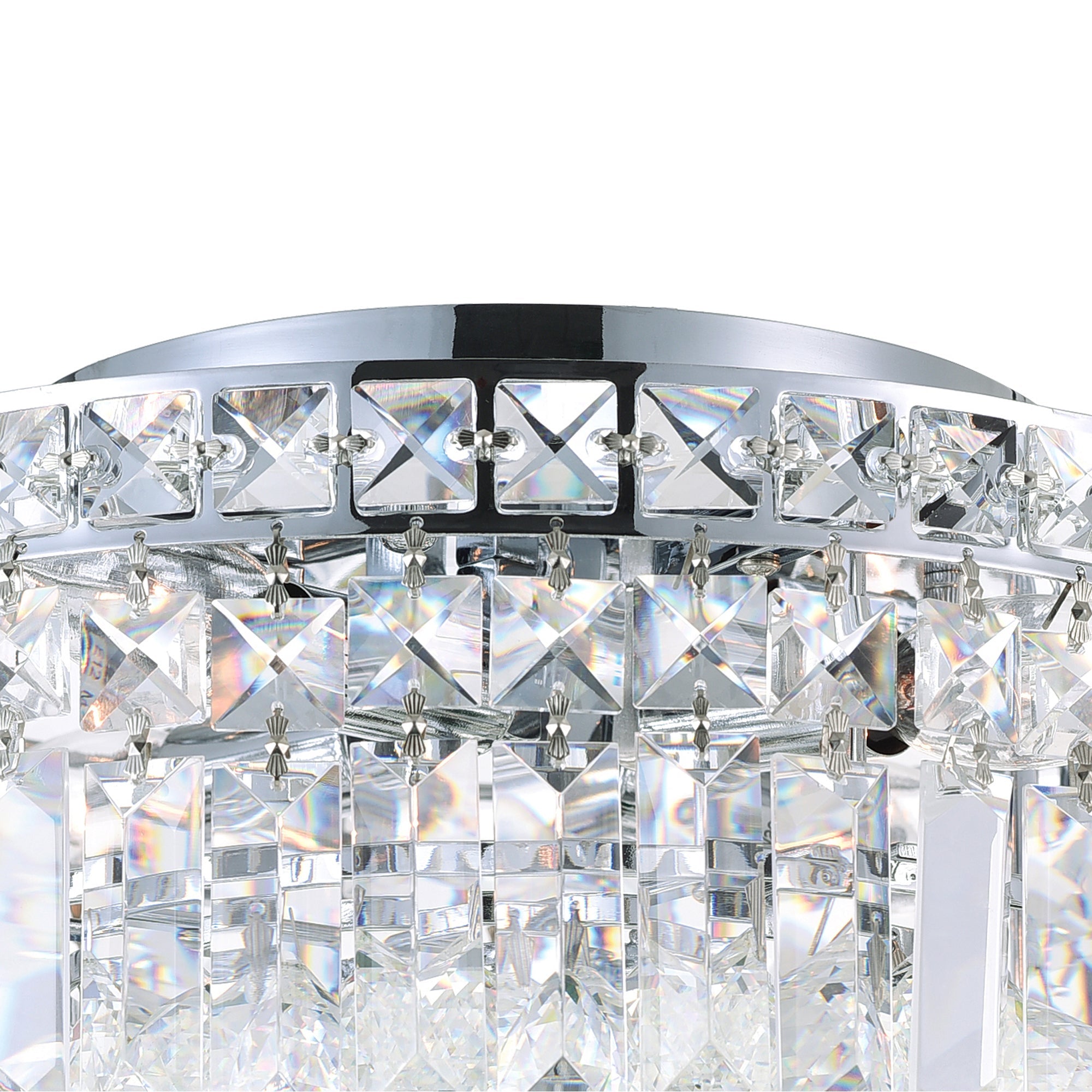 Colosseum 8 Light 16in Chrome Flush Mount with Crystals - CWI Lighting