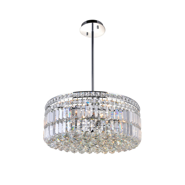 Colosseum 8 Light 20in Chrome Down Chandelier with Crystals - CWI Lighting